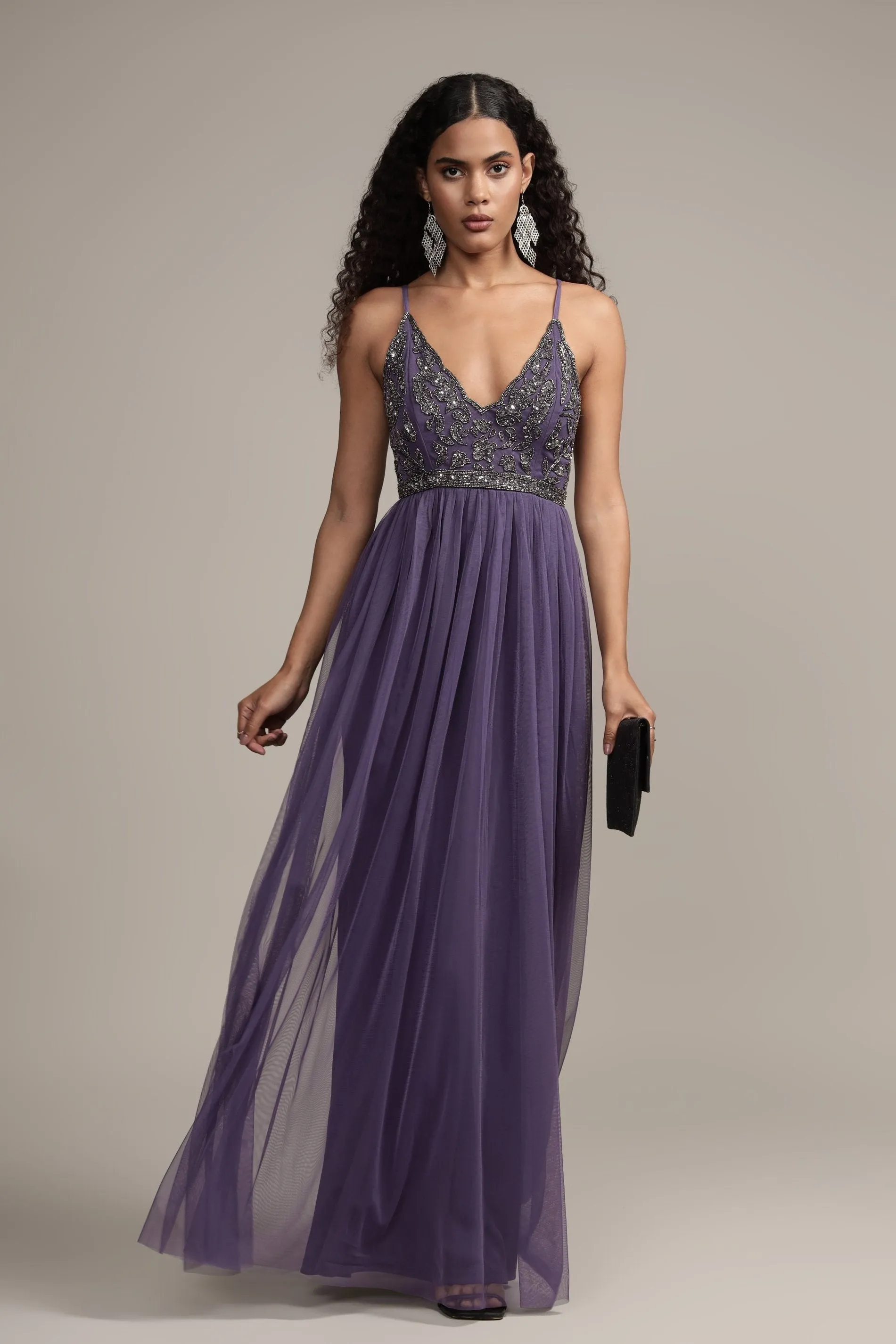 Lexi Embellished Maxi in Mulled Grape sold by Lace & Beads