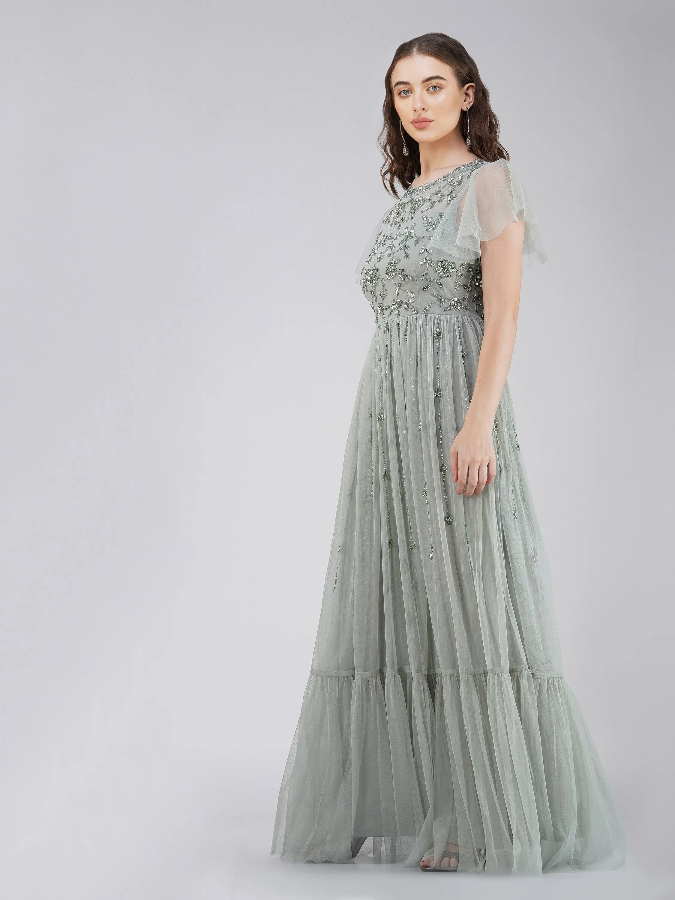 Marly Sage Green Embellished Maxi Dress sold by Lace & Beads product image thumbnail 4