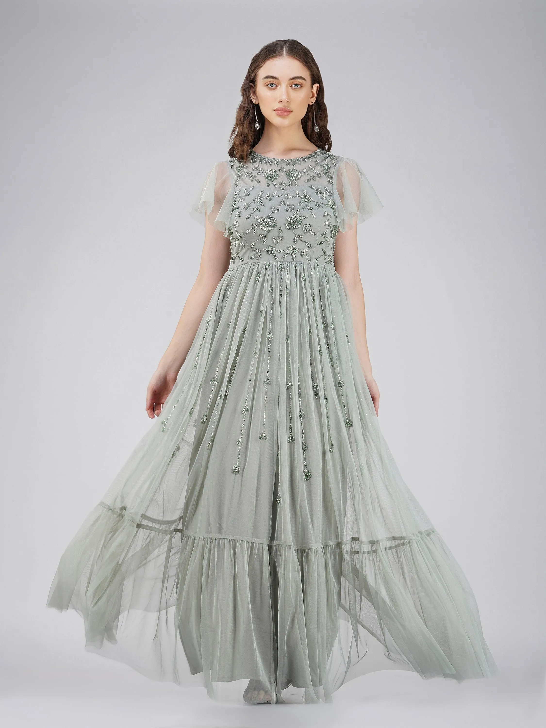 Marly Sage Green Embellished Maxi Dress sold by Lace & Beads product image thumbnail 3