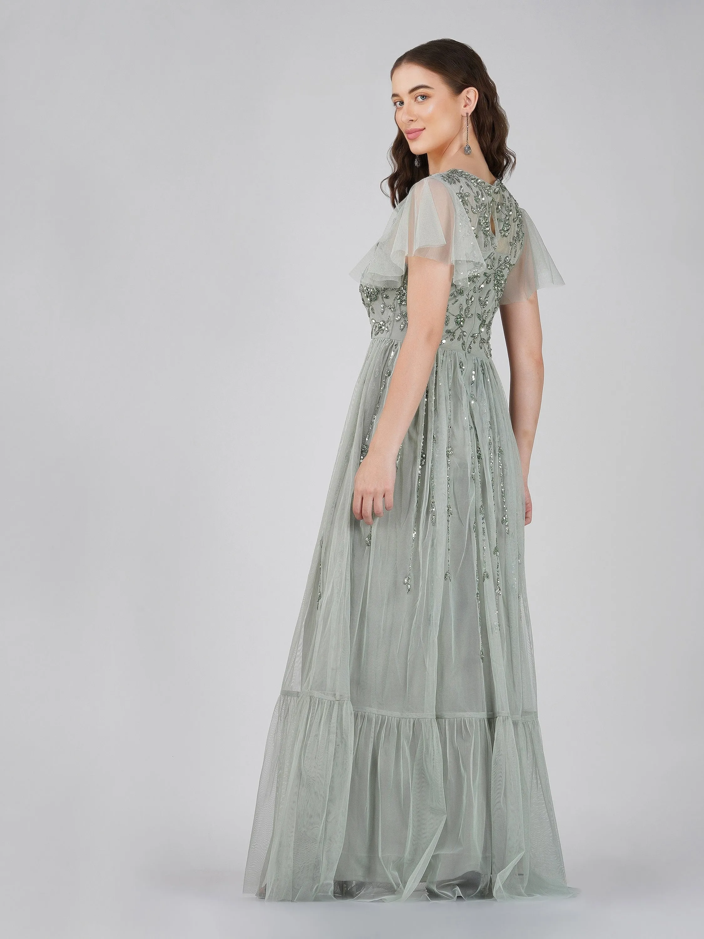 Marly Sage Green Embellished Maxi Dress sold by Lace & Beads product image thumbnail 2