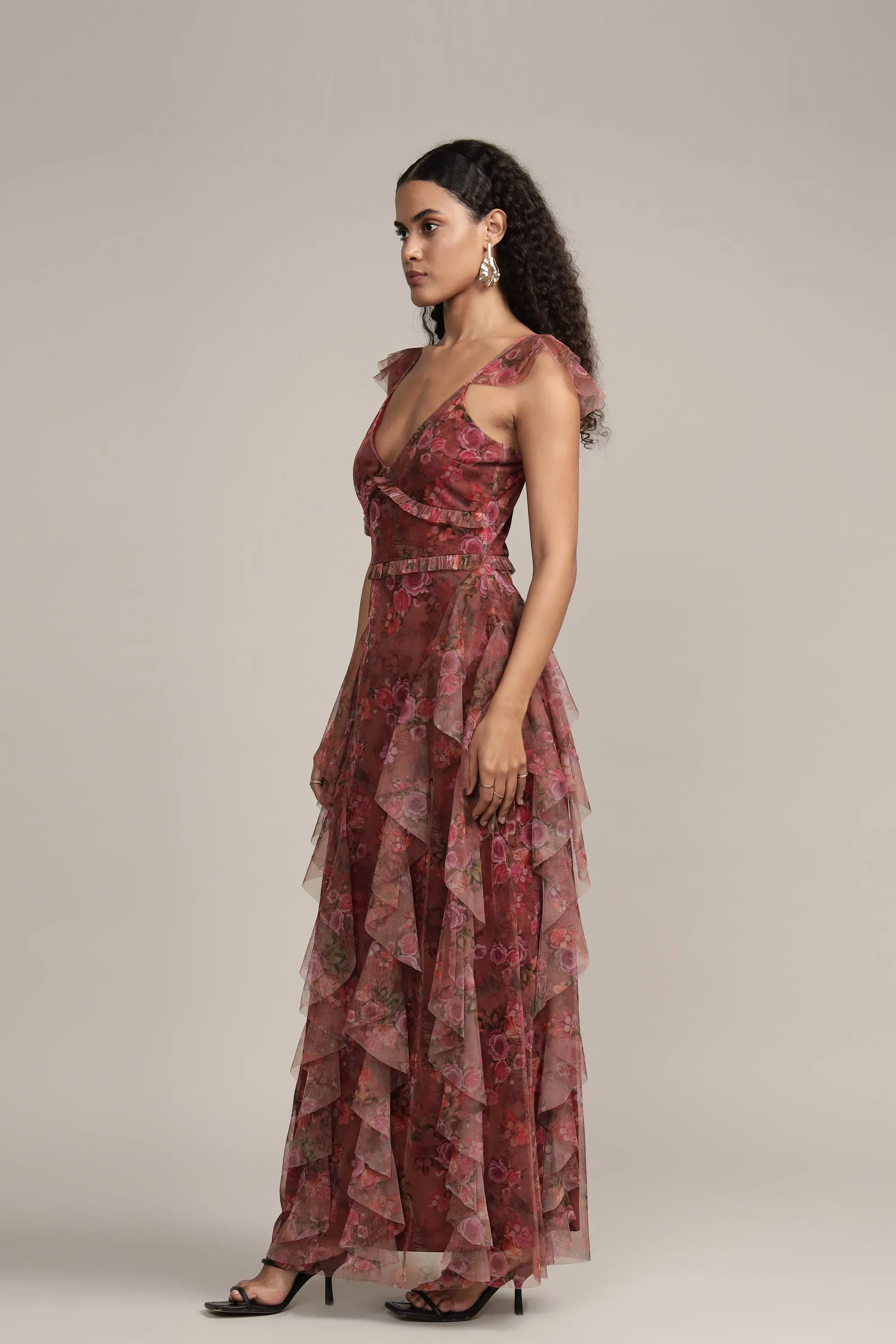 Malin Maxi Dress in Purple Floral sold by Lace & Beads product image thumbnail 5