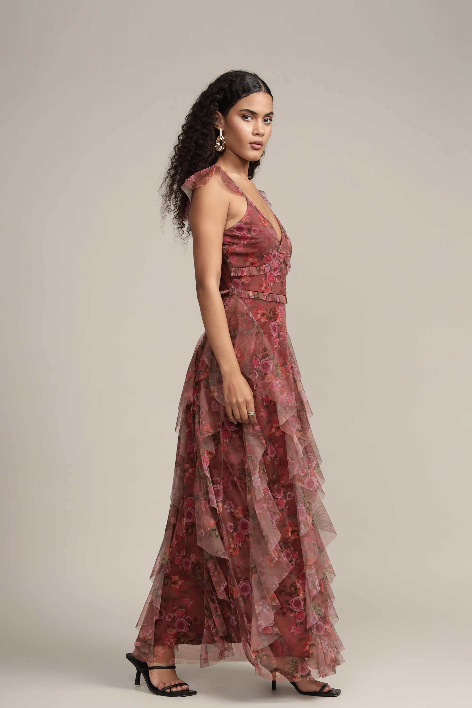 Malin Maxi Dress in Purple Floral sold by Lace & Beads product image thumbnail 4