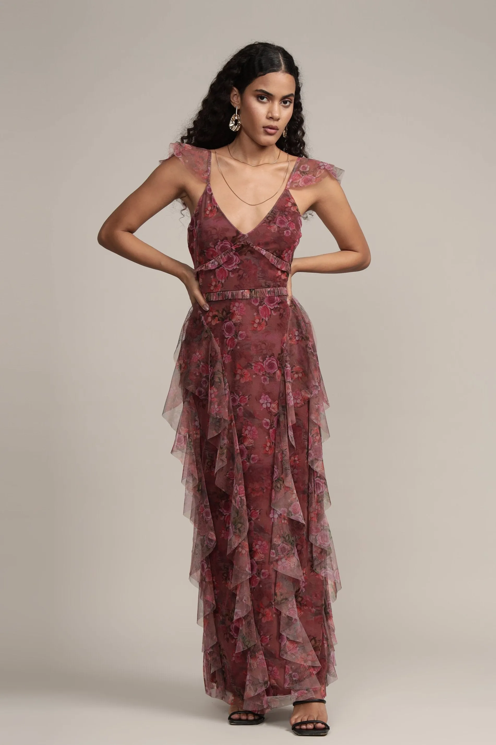 Malin Maxi Dress in Purple Floral sold by Lace & Beads