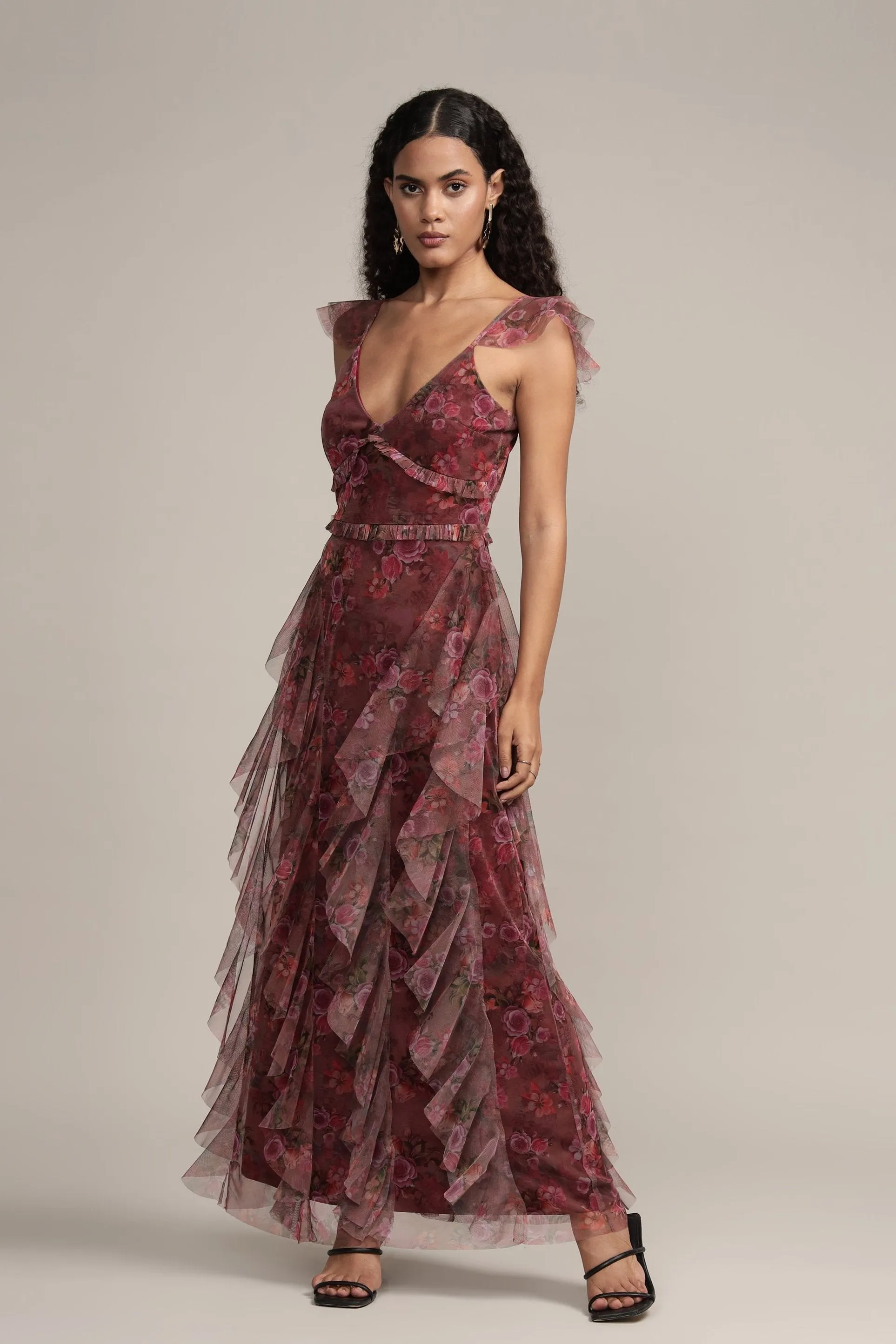 Malin Maxi Dress in Purple Floral sold by Lace & Beads product image thumbnail 2