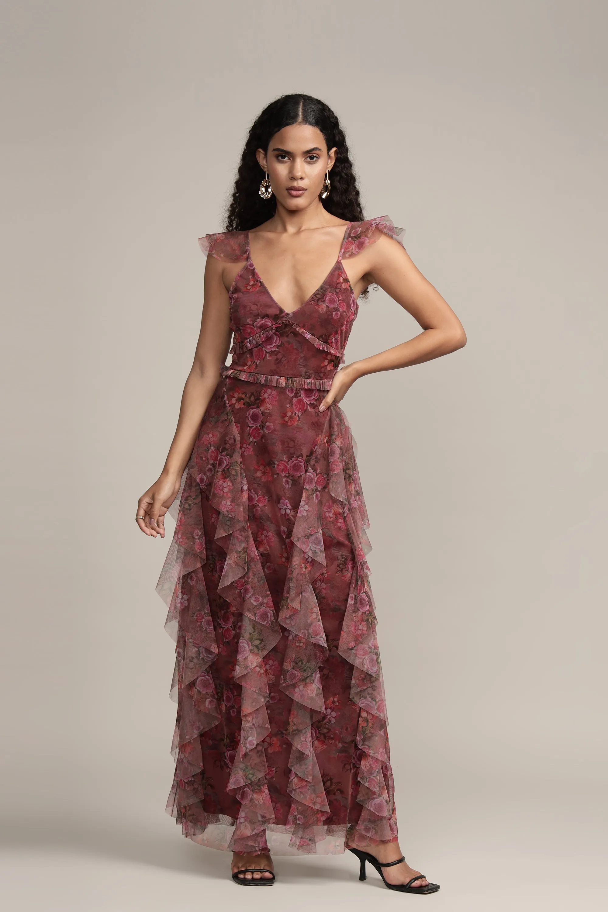 Malin Maxi Dress in Purple Floral sold by Lace & Beads product image thumbnail 3