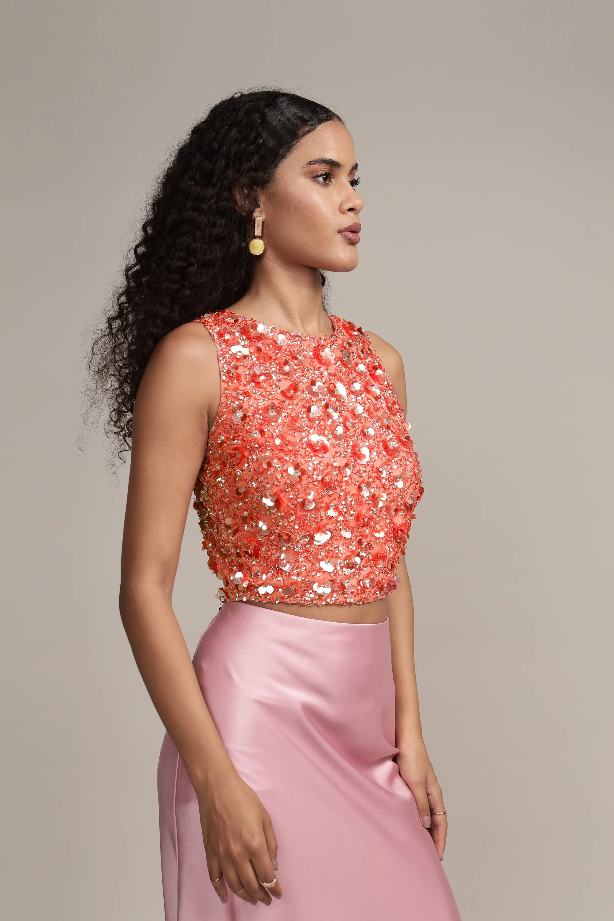Hazel Embellished Top in Coral sold by Lace & Beads product image thumbnail 4