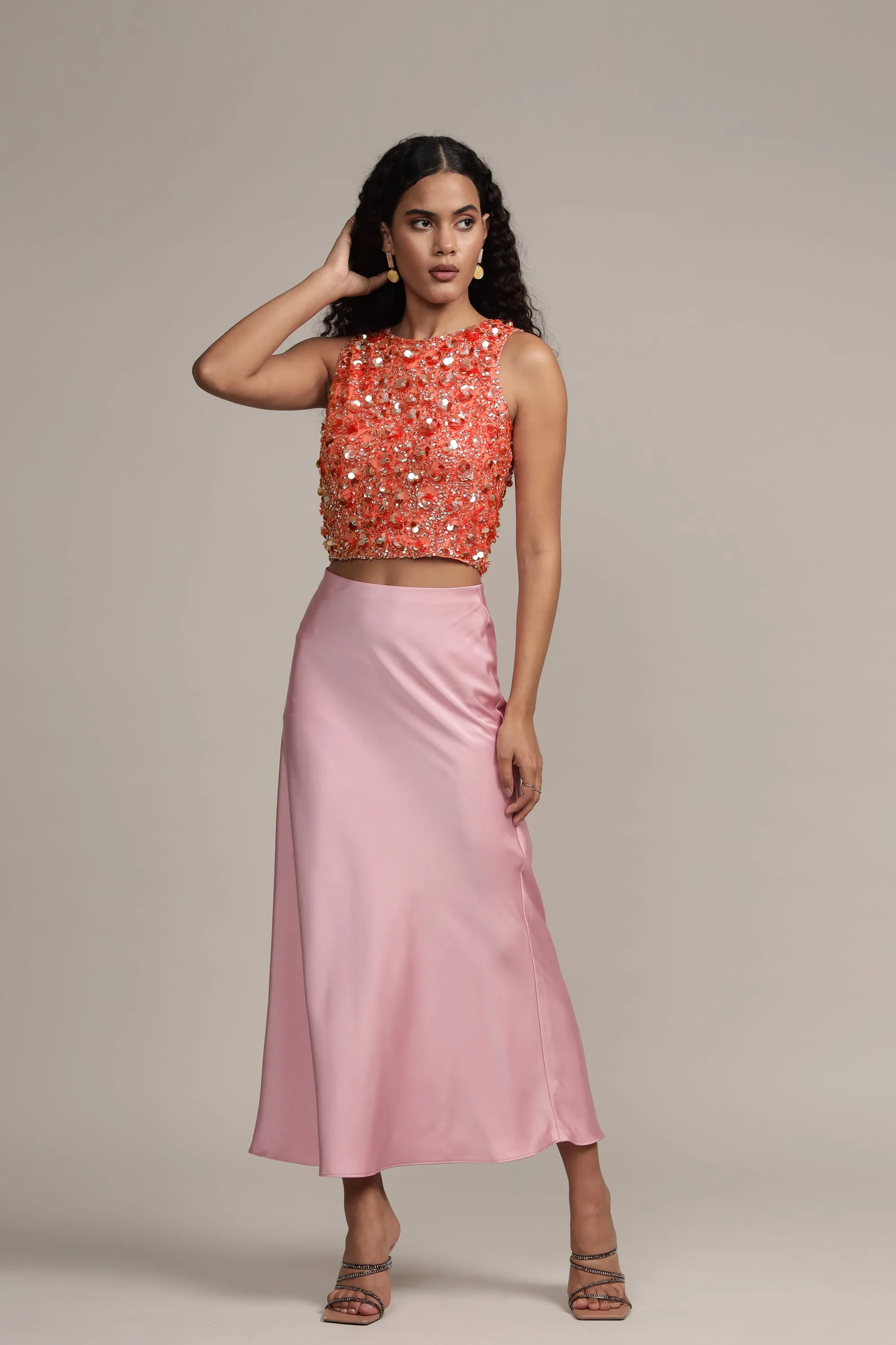 Hazel Embellished Top in Coral sold by Lace & Beads product image thumbnail 3