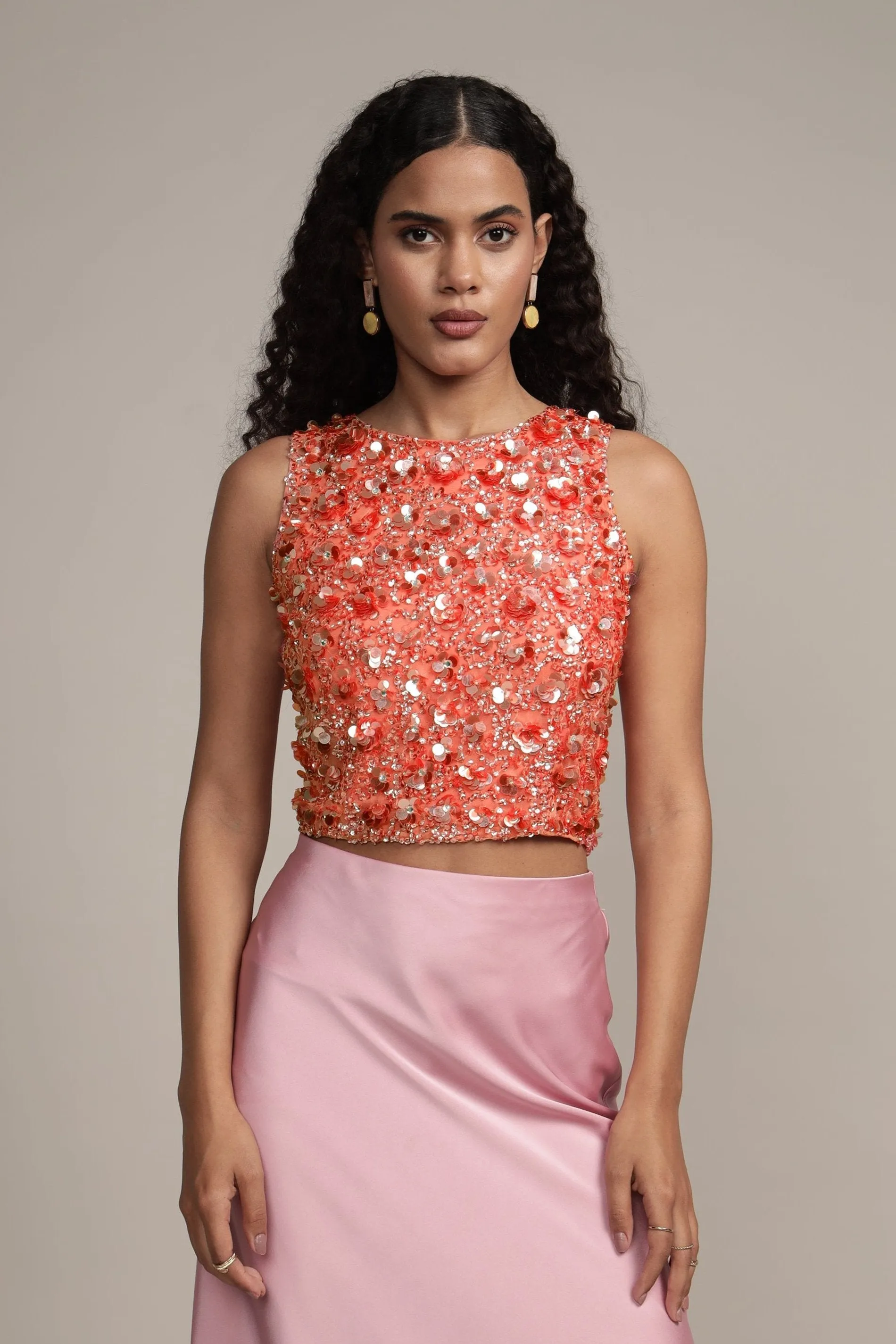 Hazel Embellished Top in Coral sold by Lace & Beads product image thumbnail 2