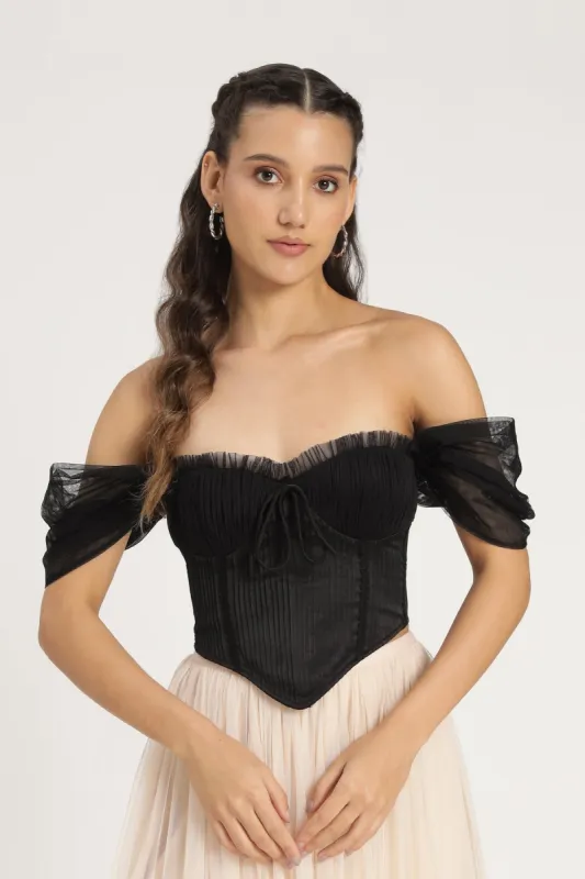 Emerie Corset Top in Black sold by Lace & Beads
