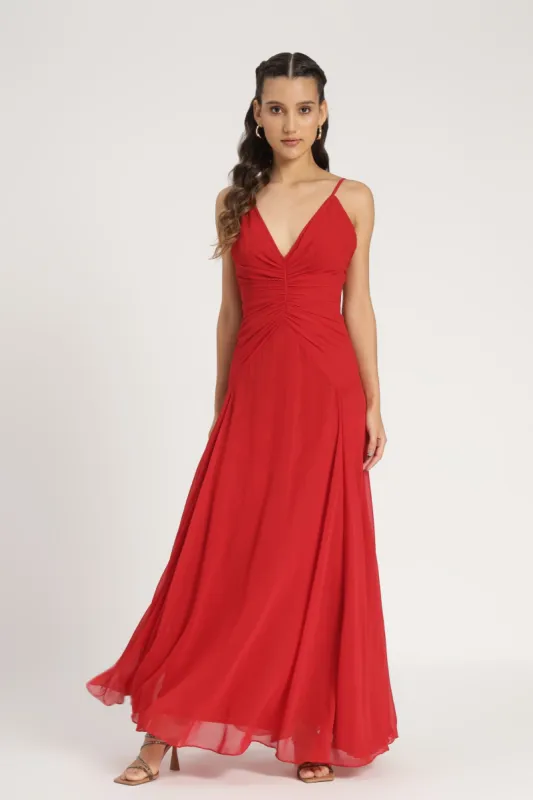 Whitley Maxi Dress in Red sold by Lace & Beads