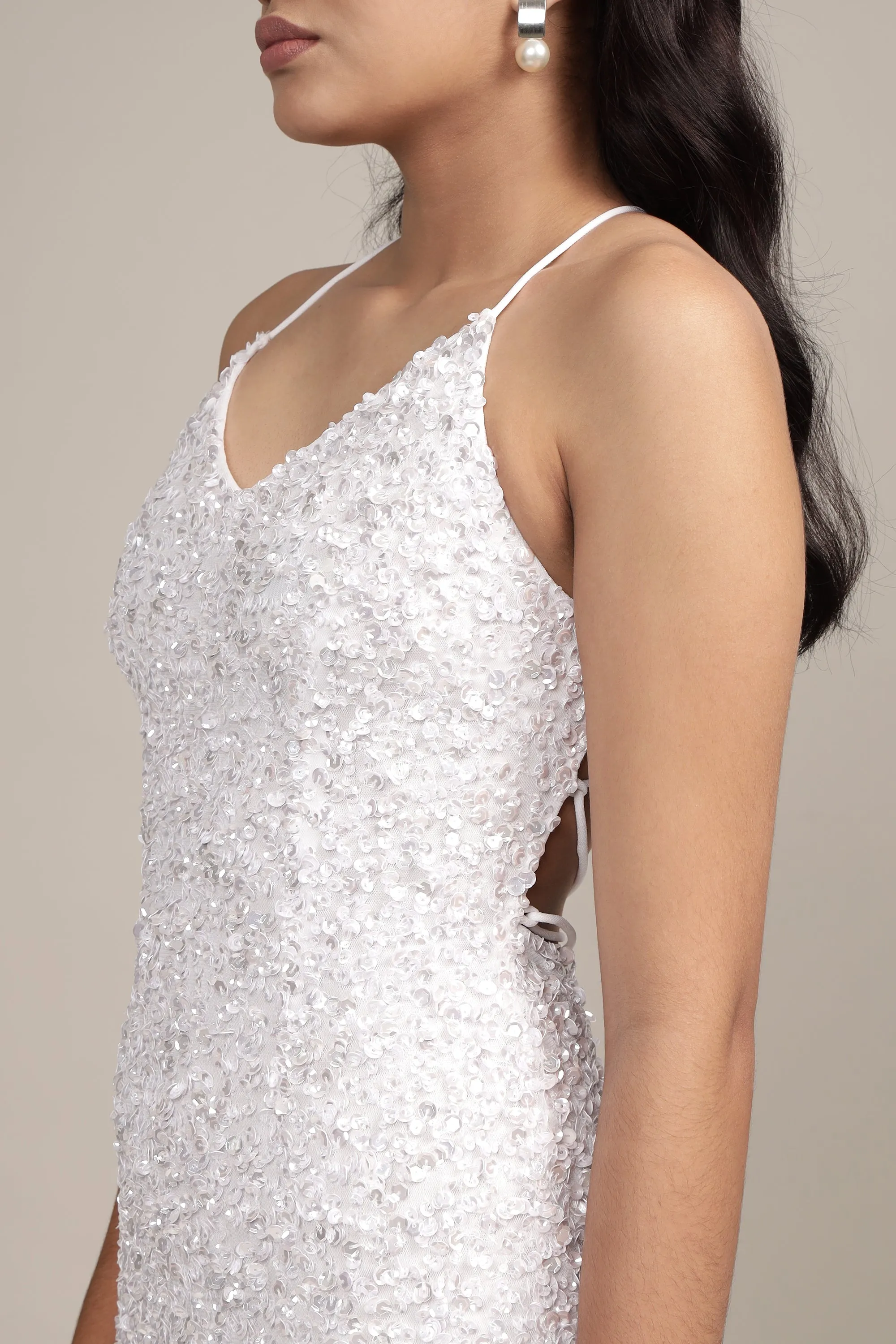Every Embellished Mini Dress in White sold by Lace & Beads product image thumbnail 5