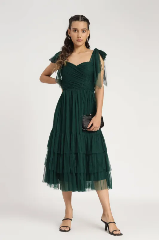 Ollie Midi Dress in Emerald Green sold by Lace & Beads
