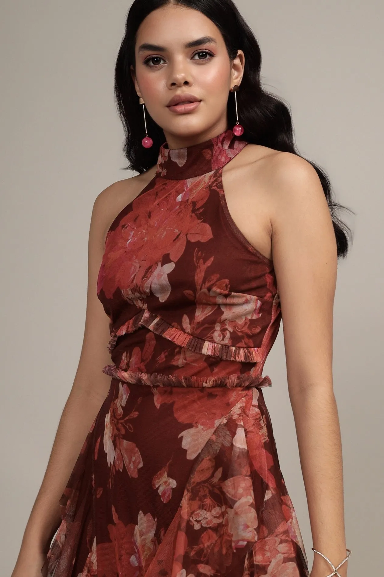 Marilyn Maxi in Deep Red Floral sold by Lace & Beads product image thumbnail 2