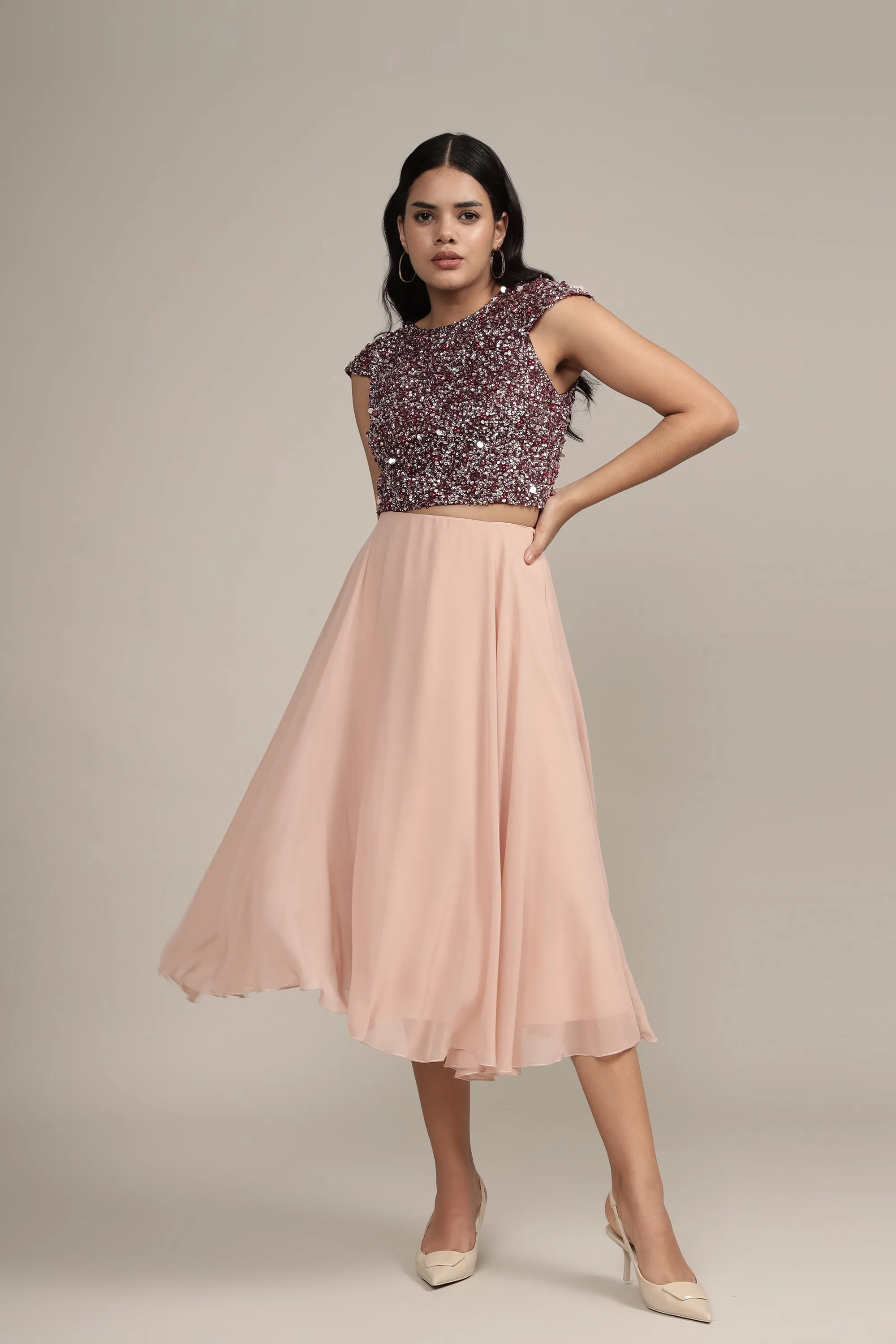 Pica Embellished Top in Burgundy sold by Lace & Beads product image thumbnail 2