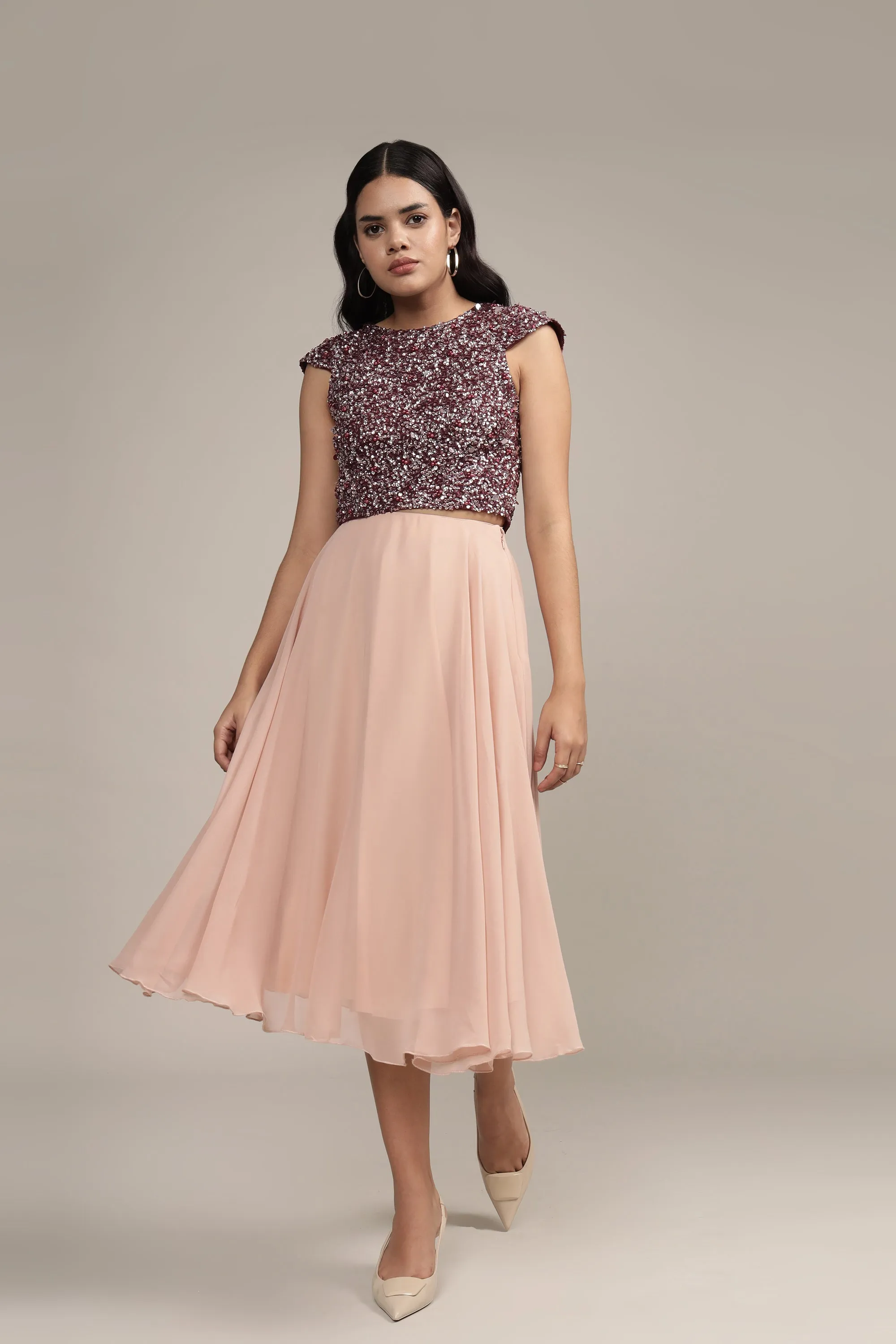 Pica Embellished Top in Burgundy sold by Lace & Beads product image thumbnail 3