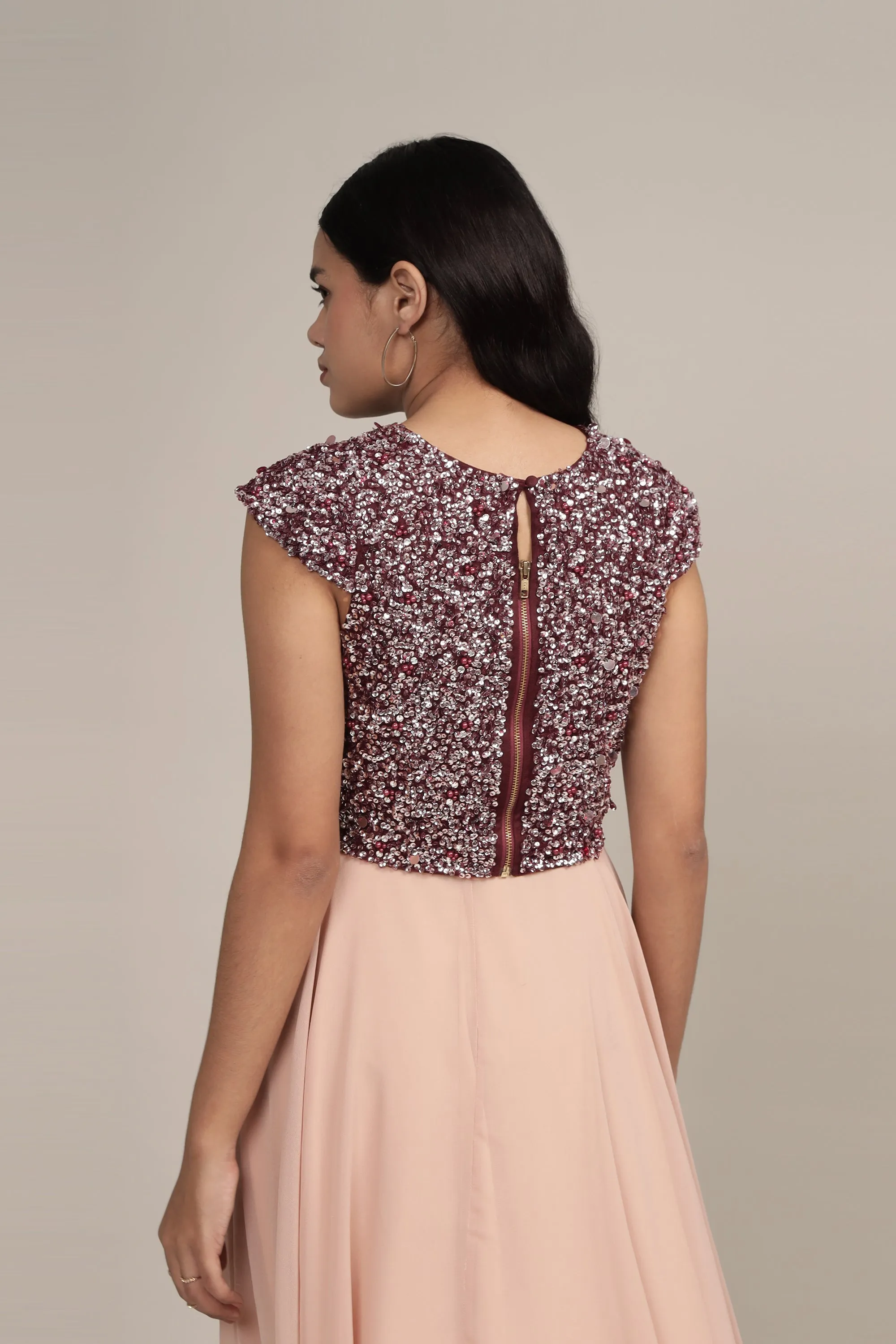 Pica Embellished Top in Burgundy sold by Lace & Beads product image thumbnail 4
