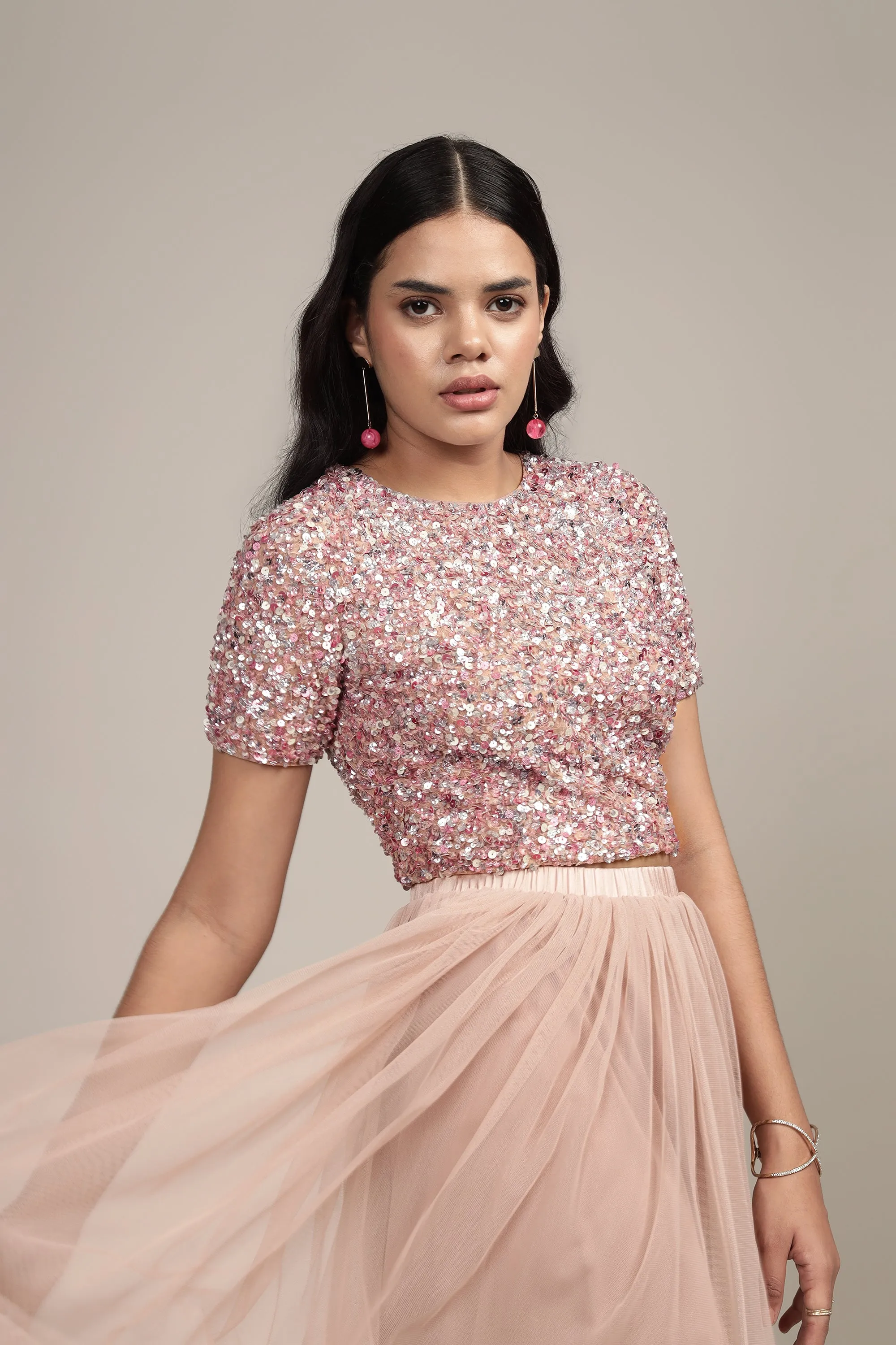 Priya Picasso Embellished Top in Mauve sold by Lace & Beads product image thumbnail 5