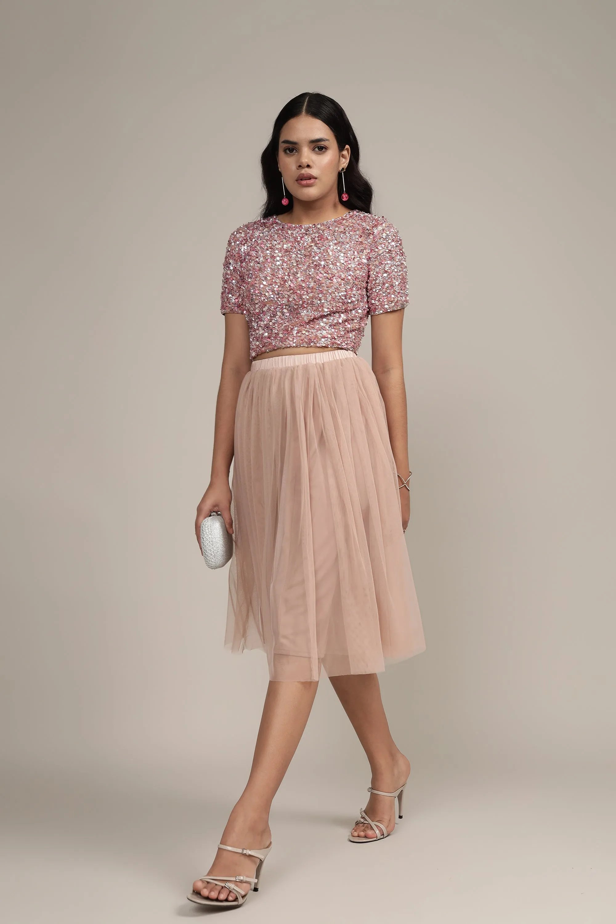 Priya Picasso Embellished Top in Mauve sold by Lace & Beads product image thumbnail 3