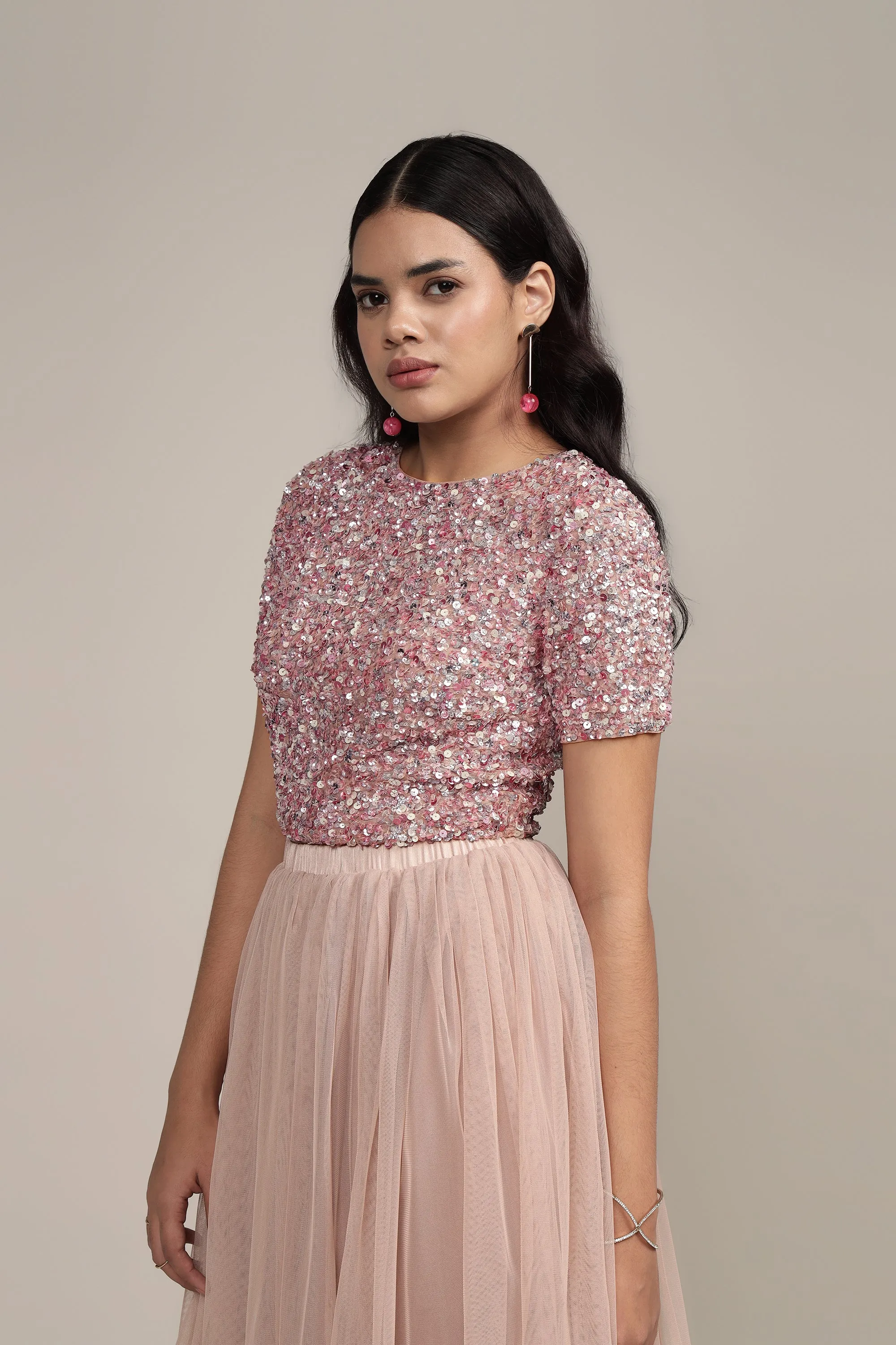 Priya Picasso Embellished Top in Mauve sold by Lace & Beads product image thumbnail 4