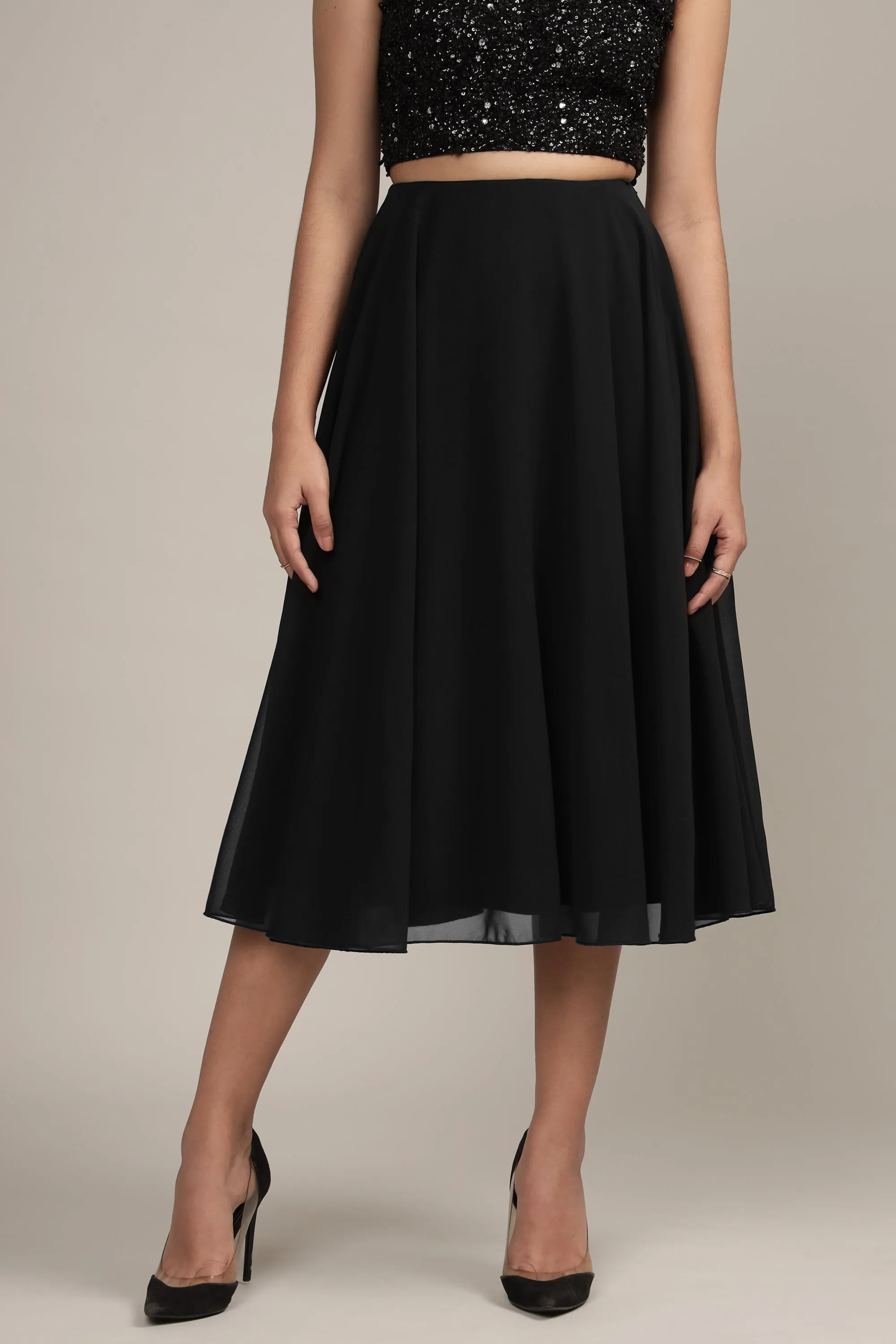 Skye Midi Skirt in Black sold by Lace & Beads product image thumbnail 2