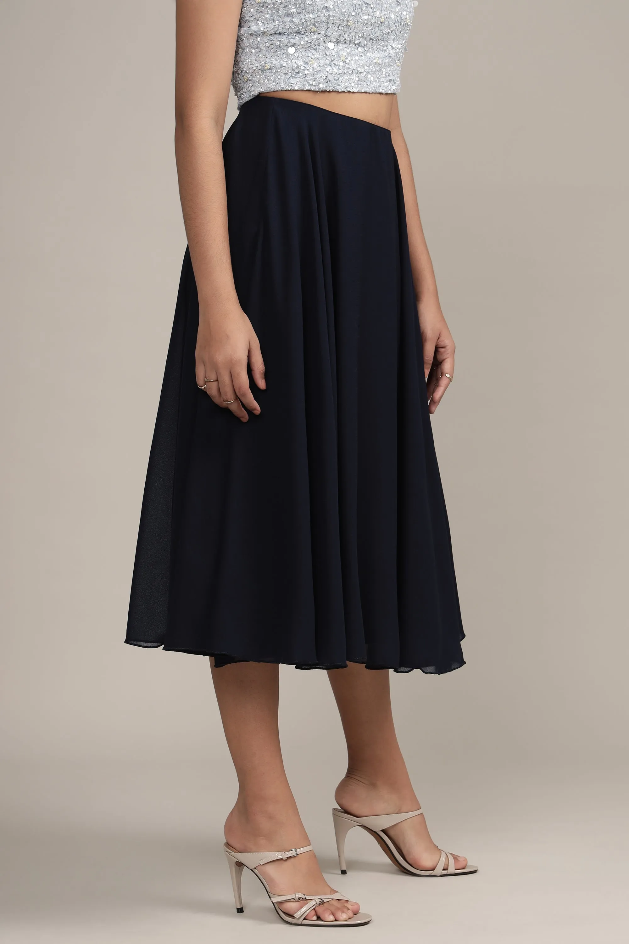 Skye Midi Skirt in Navy sold by Lace & Beads product image thumbnail 5