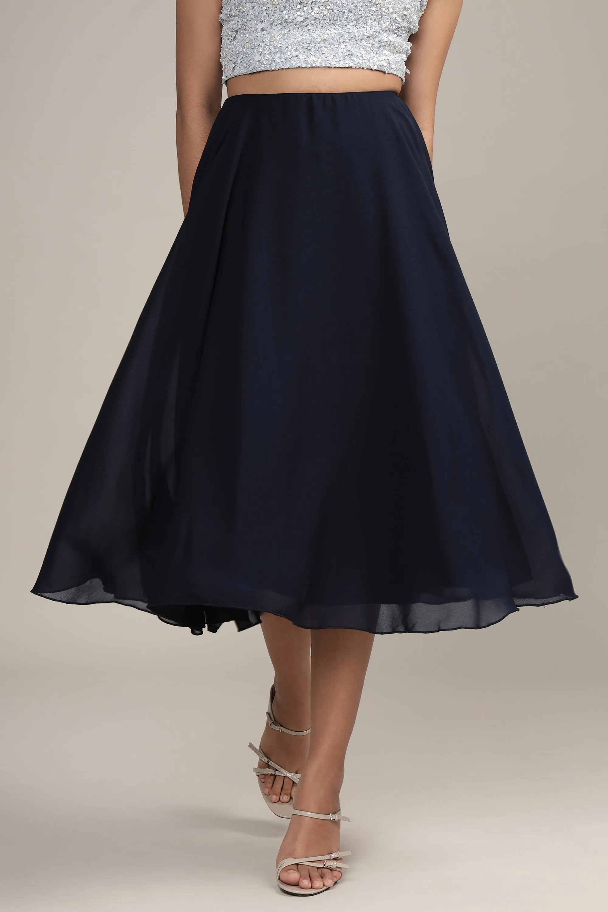 Skye Midi Skirt in Navy sold by Lace & Beads product image thumbnail 2