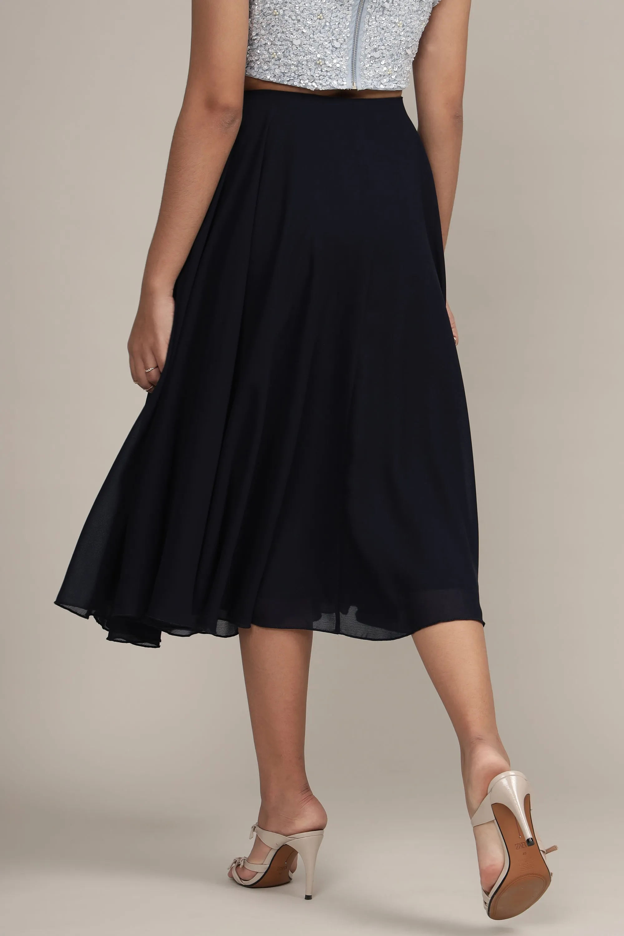 Skye Midi Skirt in Navy sold by Lace & Beads product image thumbnail 3