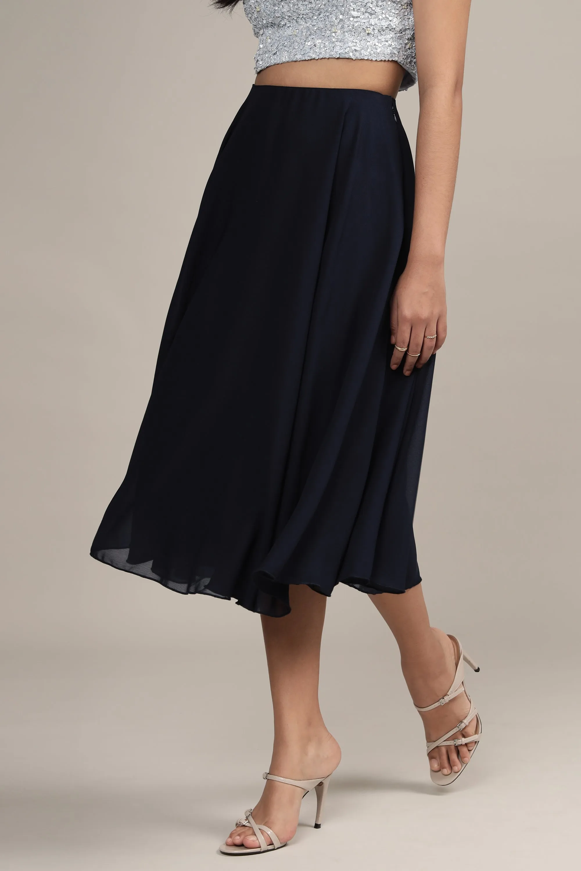 Skye Midi Skirt in Navy sold by Lace & Beads product image thumbnail 4