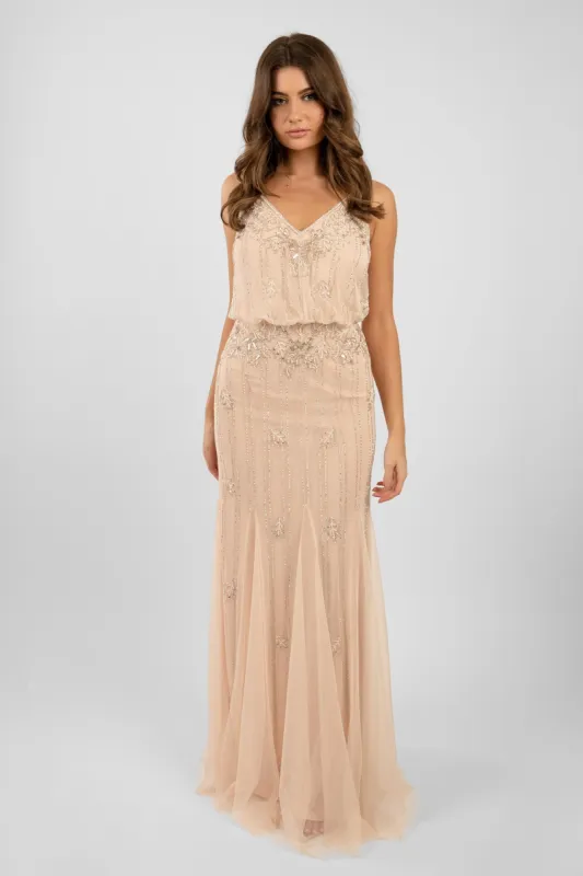 Keeva Nude Blush Bridesmaid Dress sold by Lace & Beads