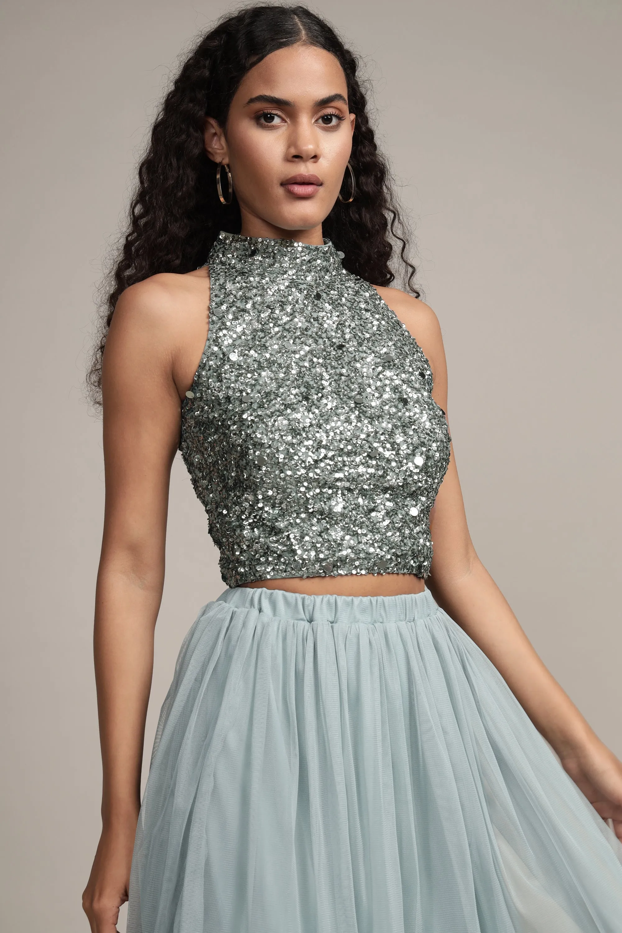 Gui Picasso Teal Sequin Top sold by Lace & Beads product image thumbnail 4