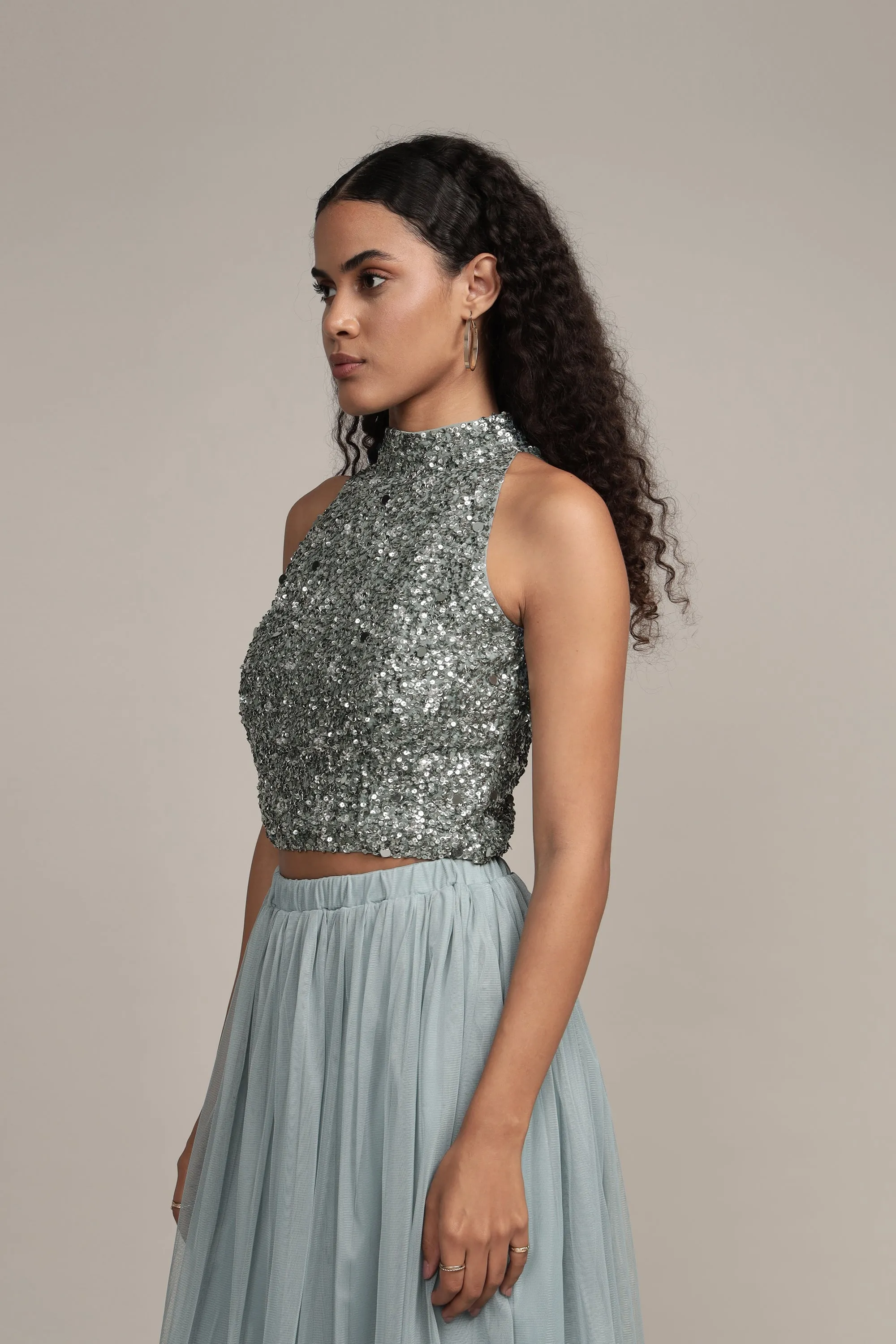 Gui Picasso Teal Sequin Top sold by Lace & Beads product image thumbnail 5