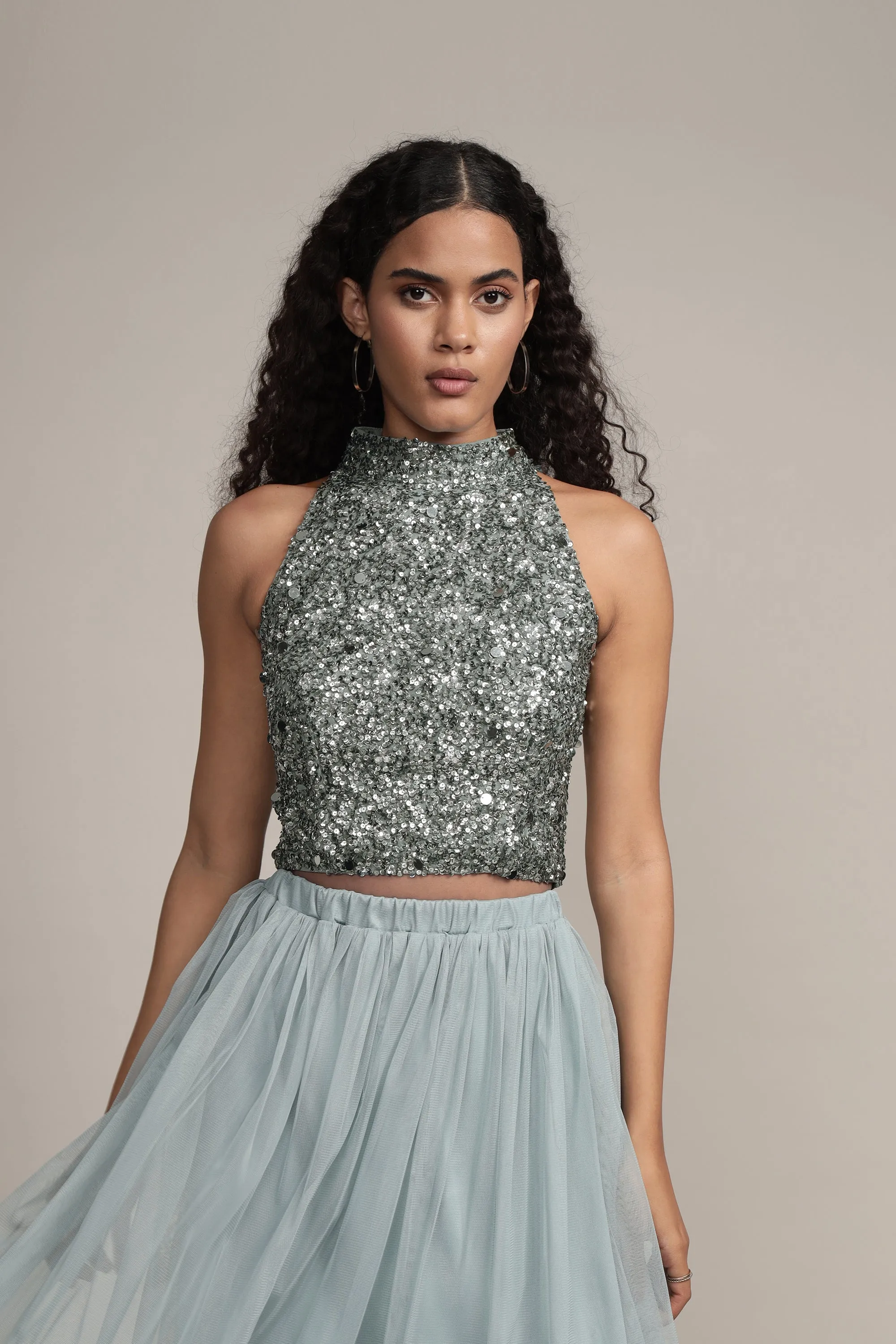 Gui Picasso Teal Sequin Top sold by Lace & Beads product image thumbnail 3