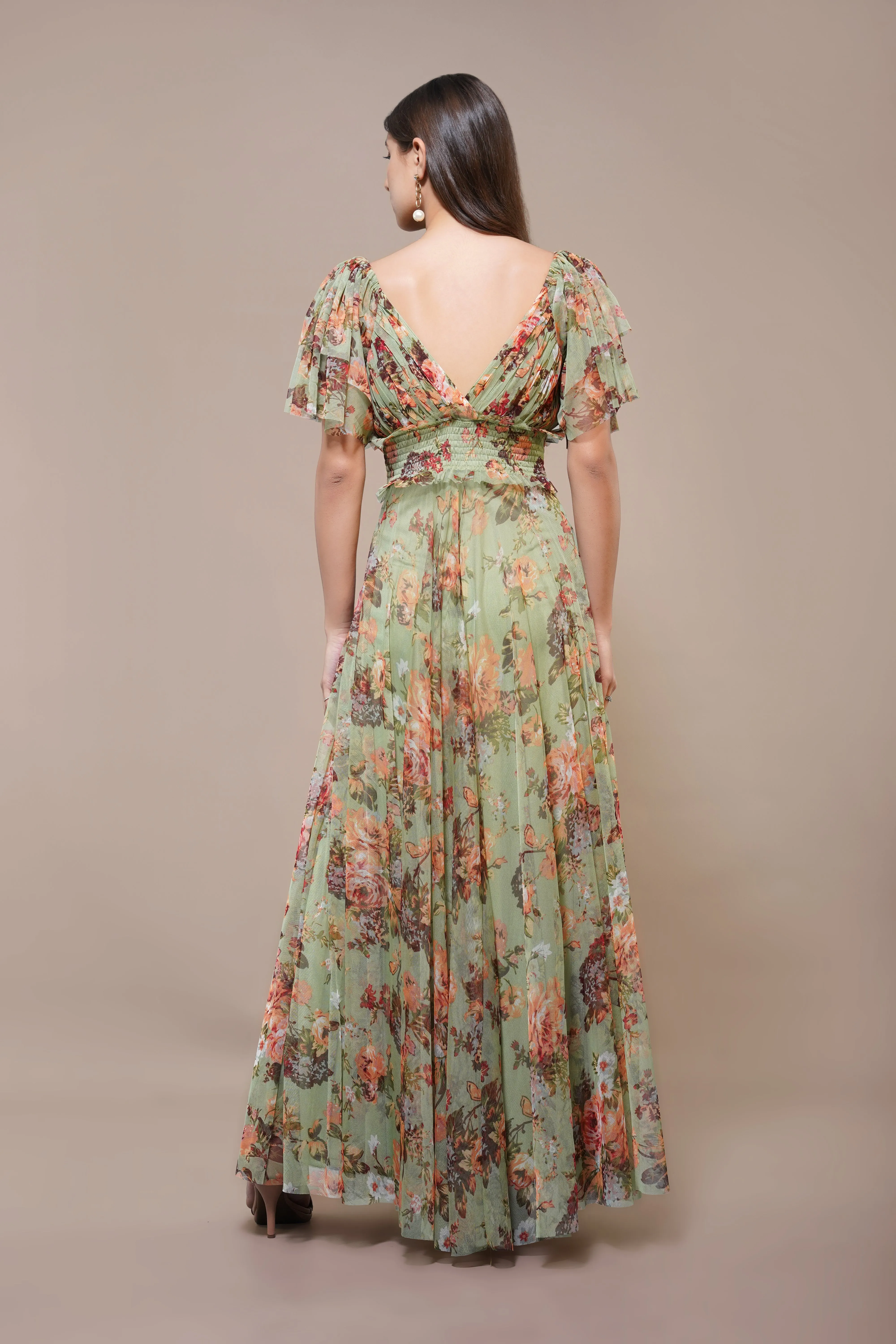 Shelby Maxi Dress in Light Green Floral sold by Lace & Beads product image thumbnail 3
