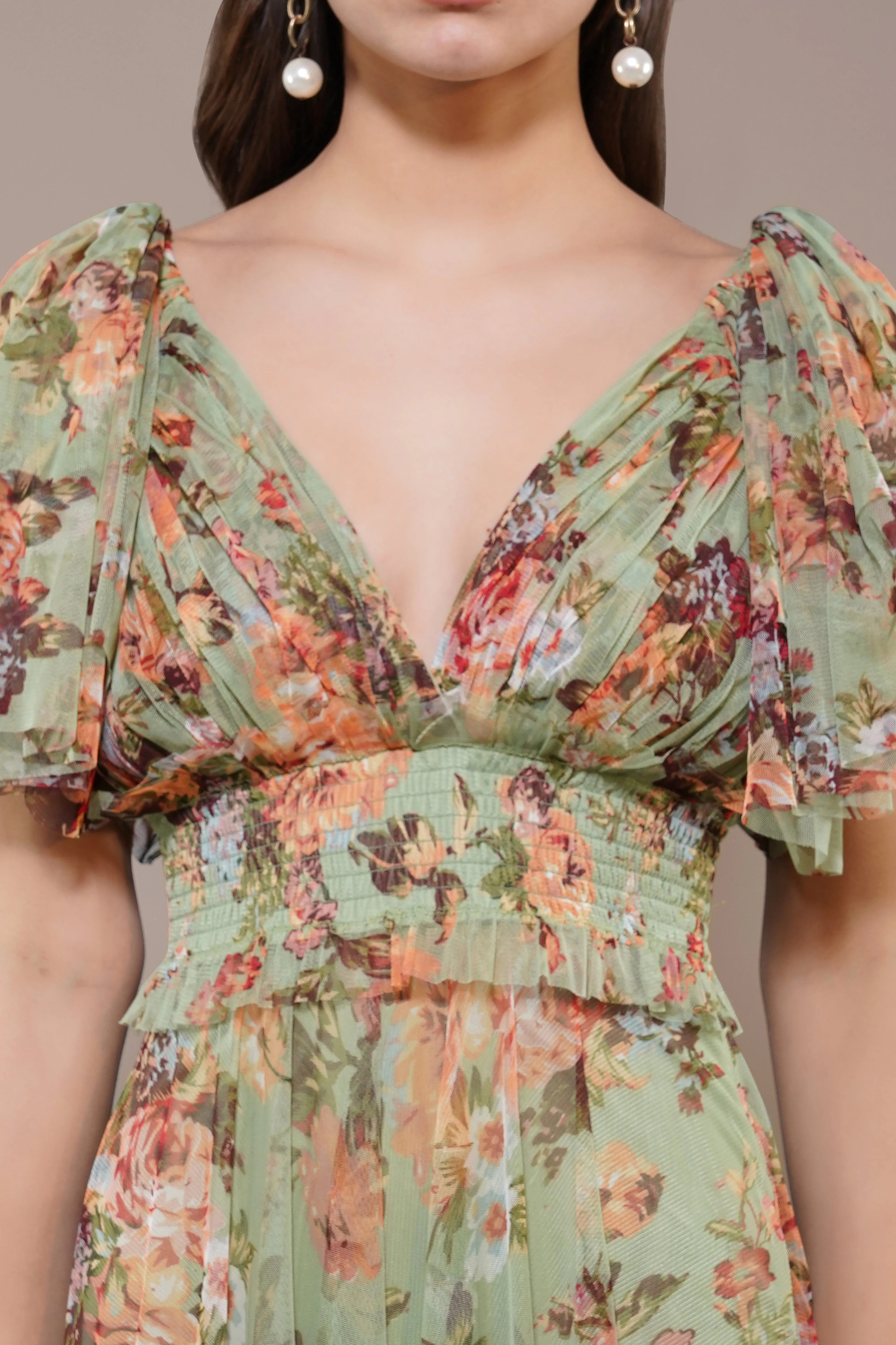 Shelby Maxi Dress in Light Green Floral sold by Lace & Beads product image thumbnail 5