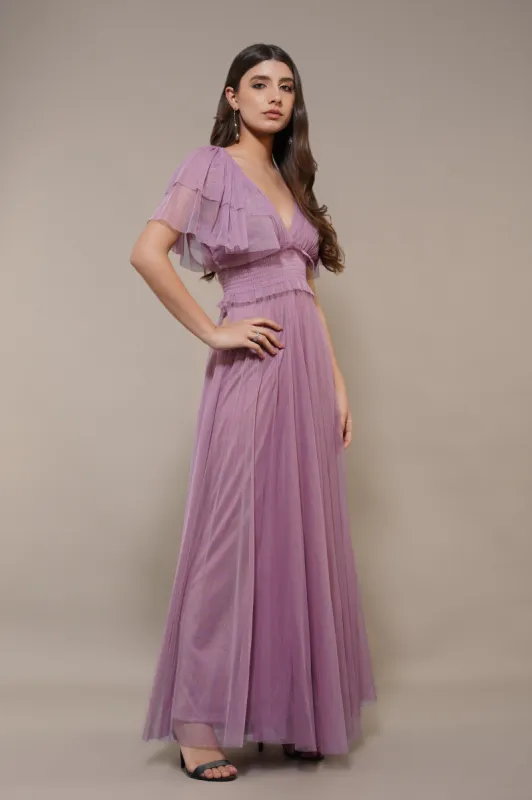 Shelby Maxi Dress in Dusty Lilac sold by Lace & Beads