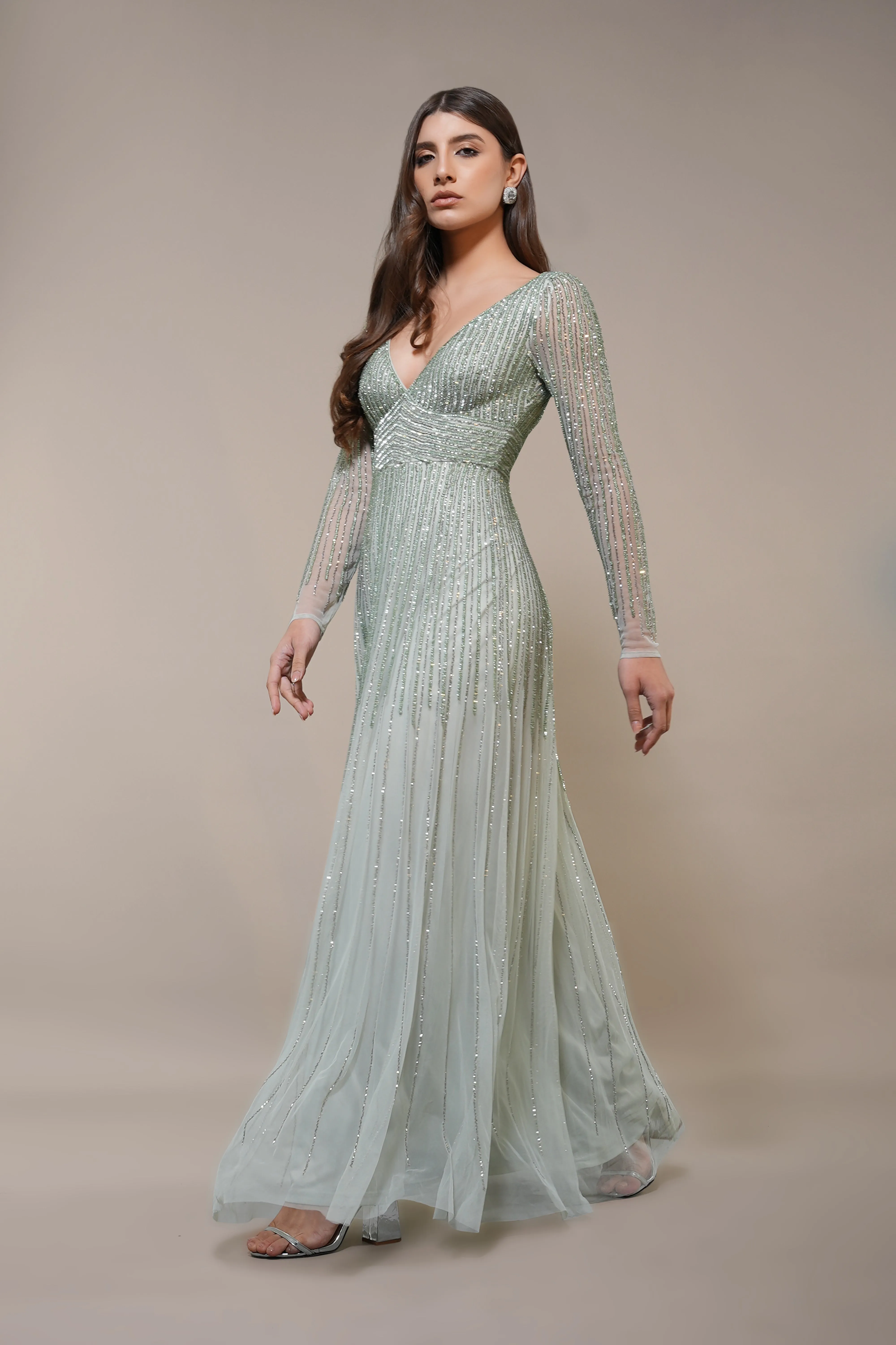 Laura Embellished Maxi Dress in Sage Green sold by Lace & Beads product image thumbnail 5