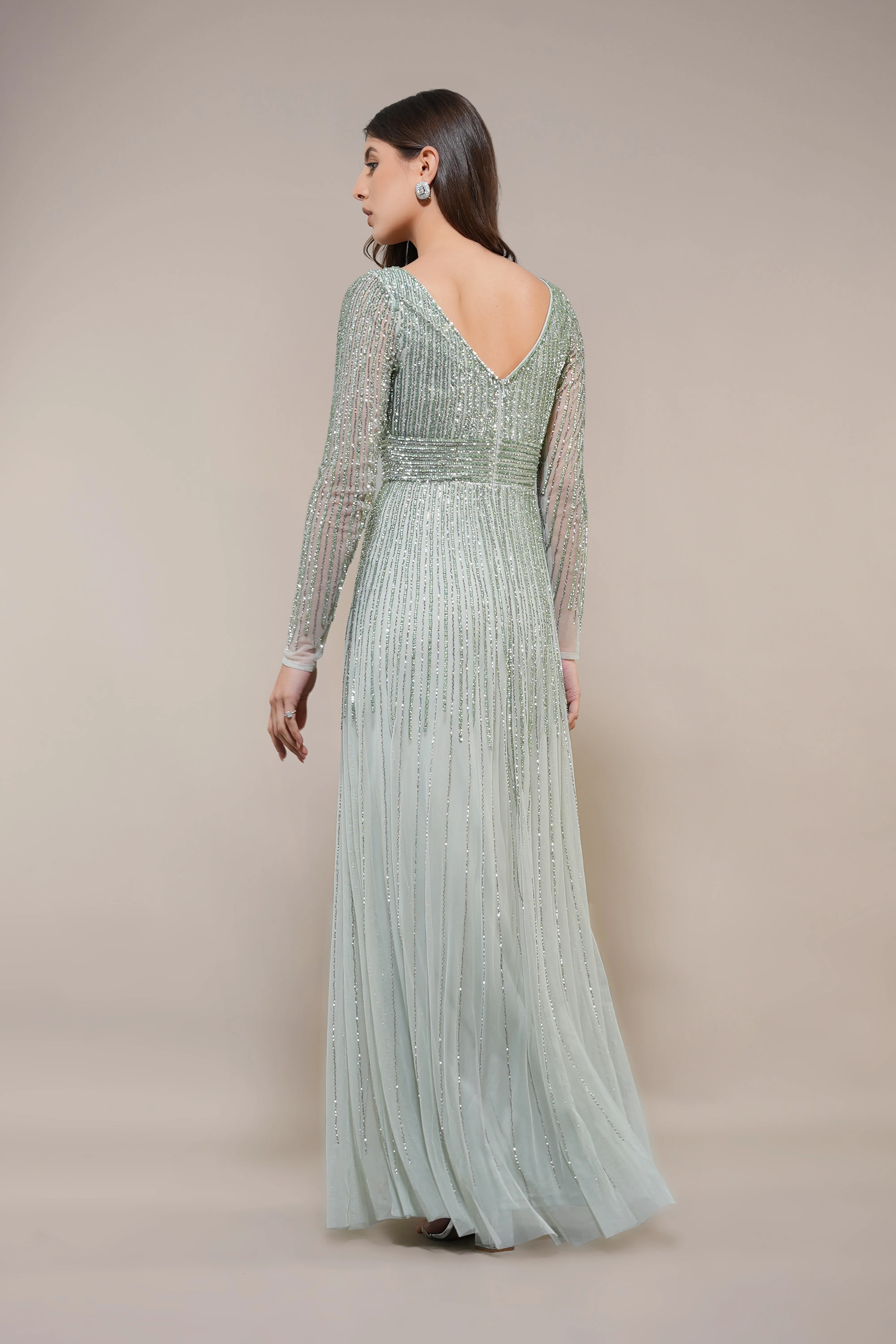 Laura Embellished Maxi Dress in Sage Green sold by Lace & Beads product image thumbnail 4