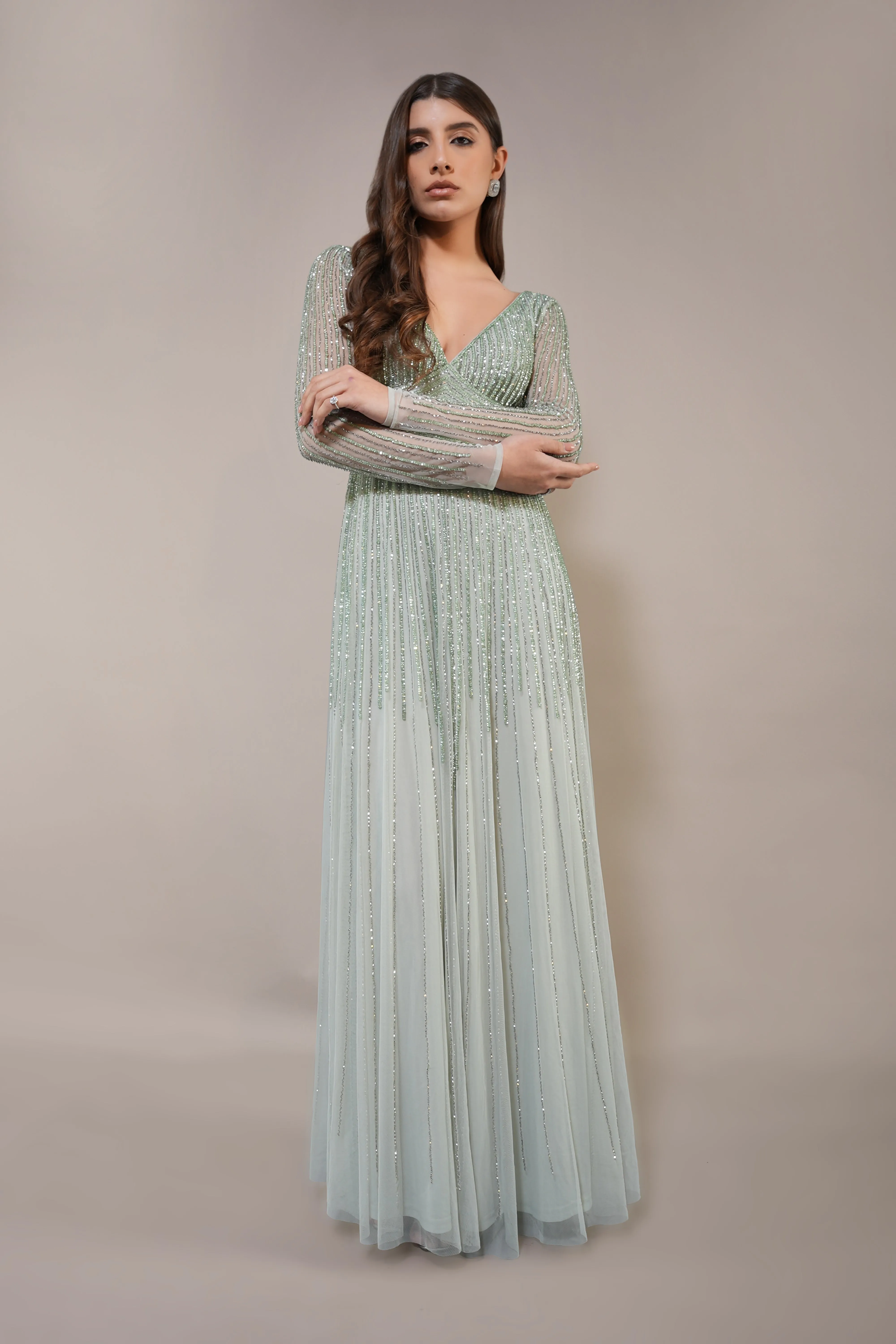 Laura Embellished Maxi Dress in Sage Green sold by Lace & Beads product image thumbnail 3