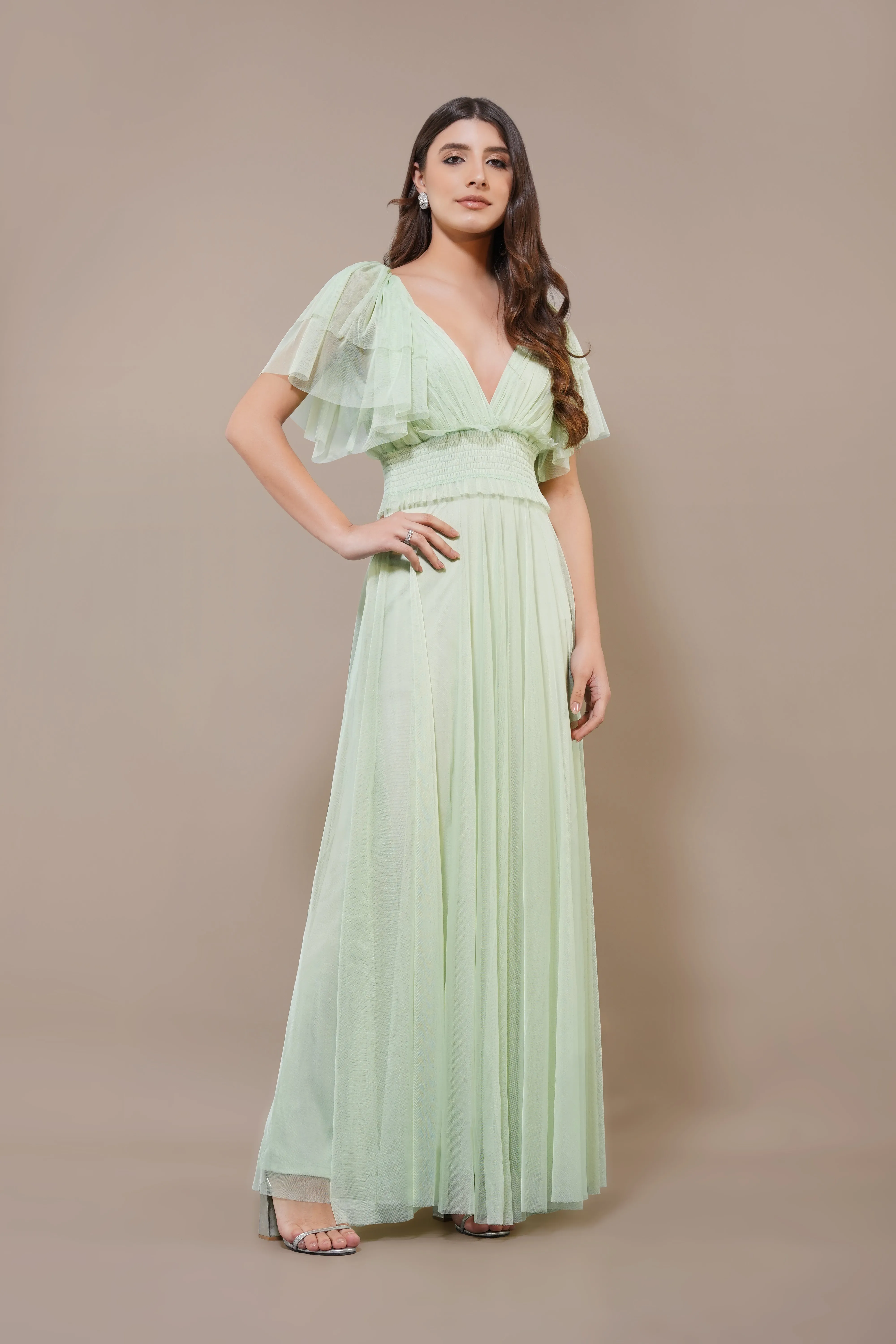 Shelby Maxi Dress in Sage Green sold by Lace & Beads