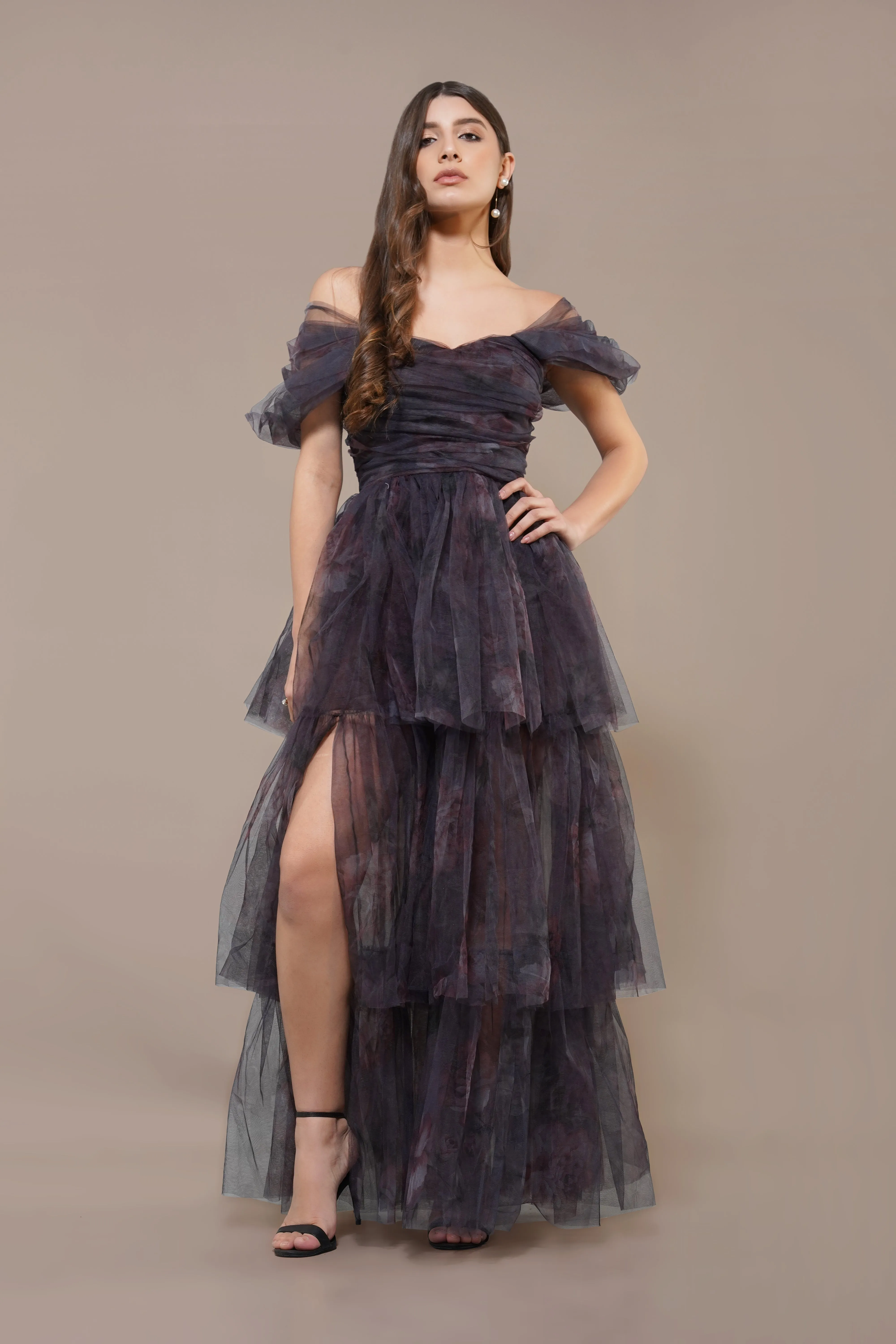 Sydney Maxi Dress in Plum Floral sold by Lace & Beads