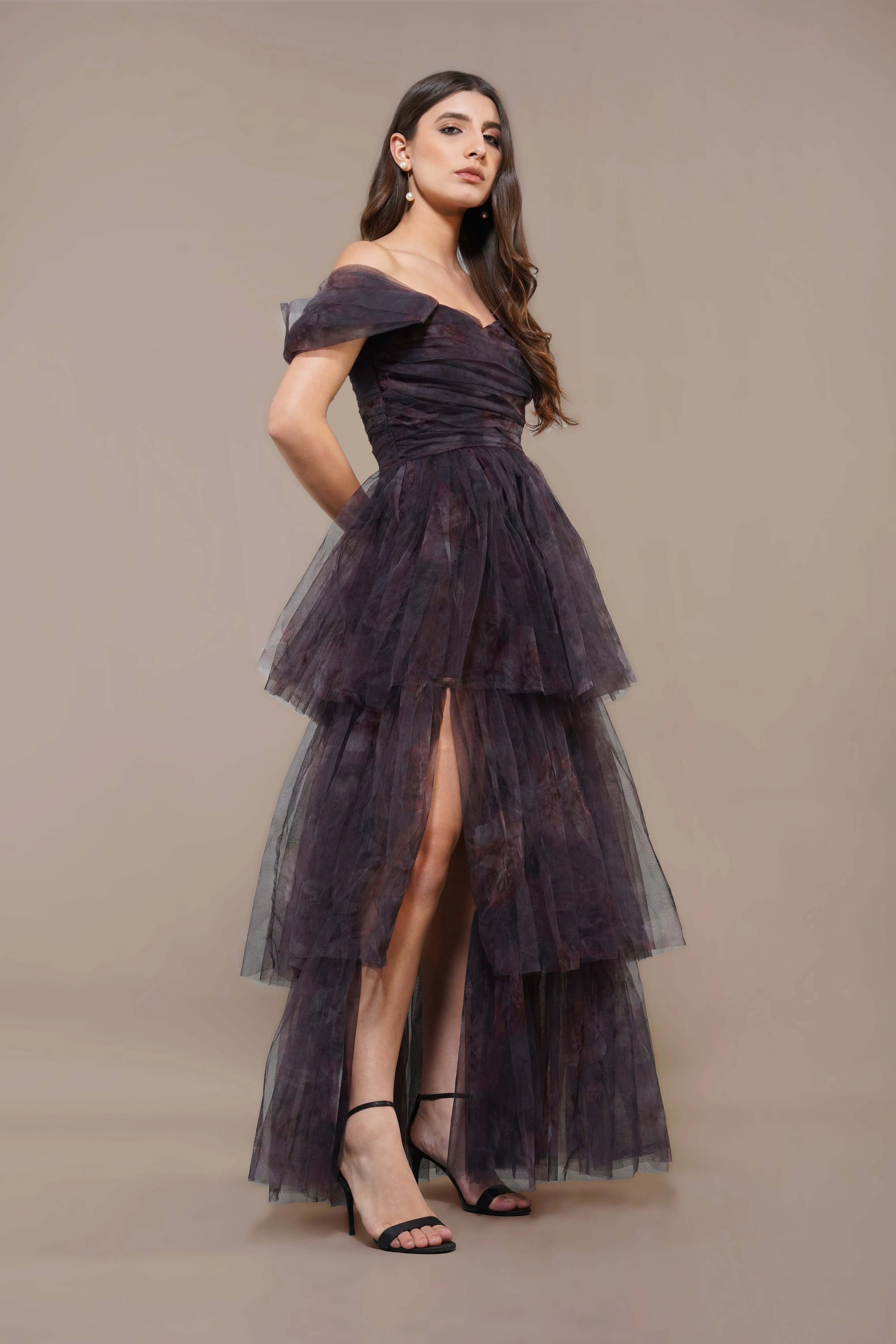 Sydney Maxi Dress in Plum Floral sold by Lace & Beads product image thumbnail 2