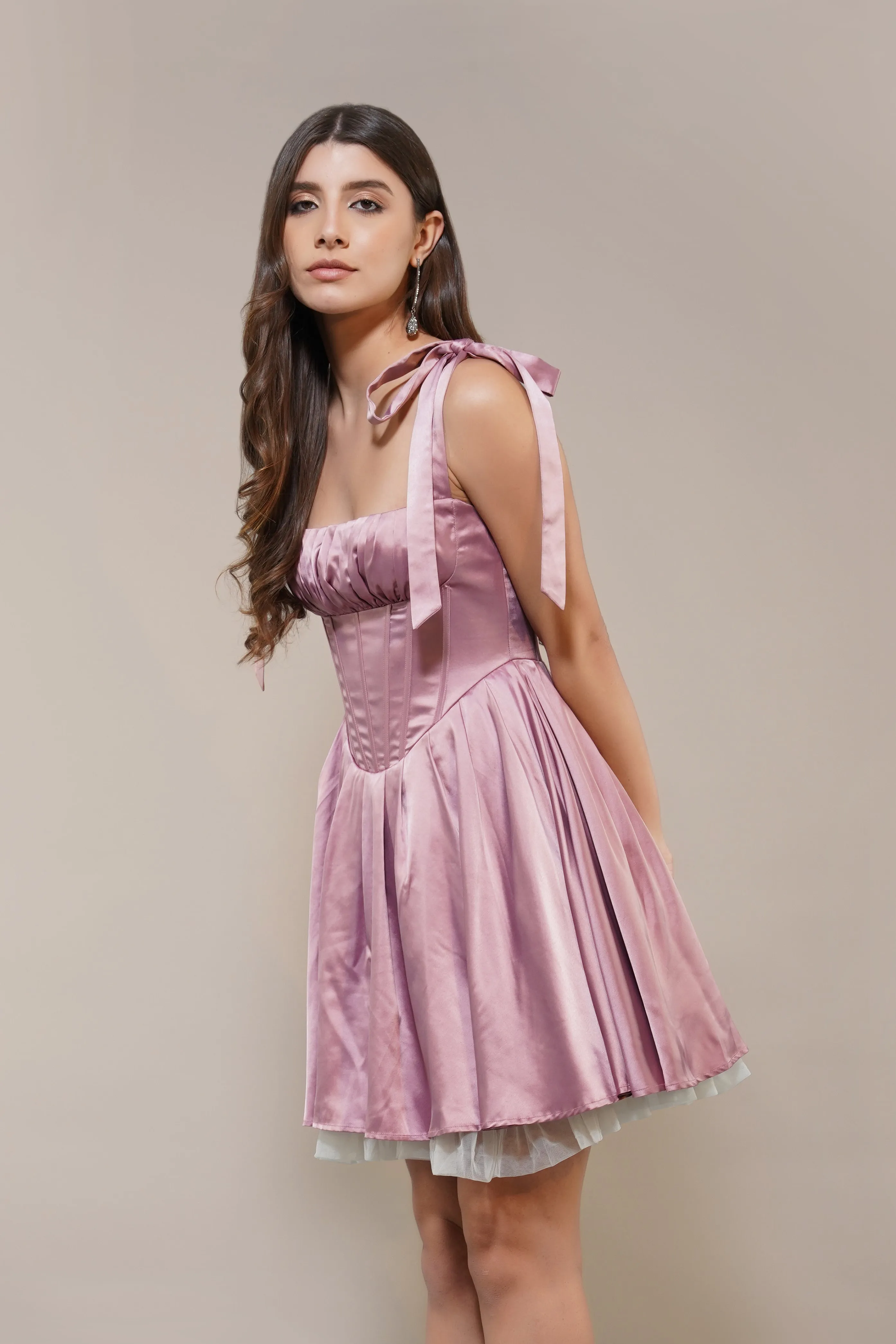 Amai Mini Dress in Dusty Pink sold by Lace & Beads