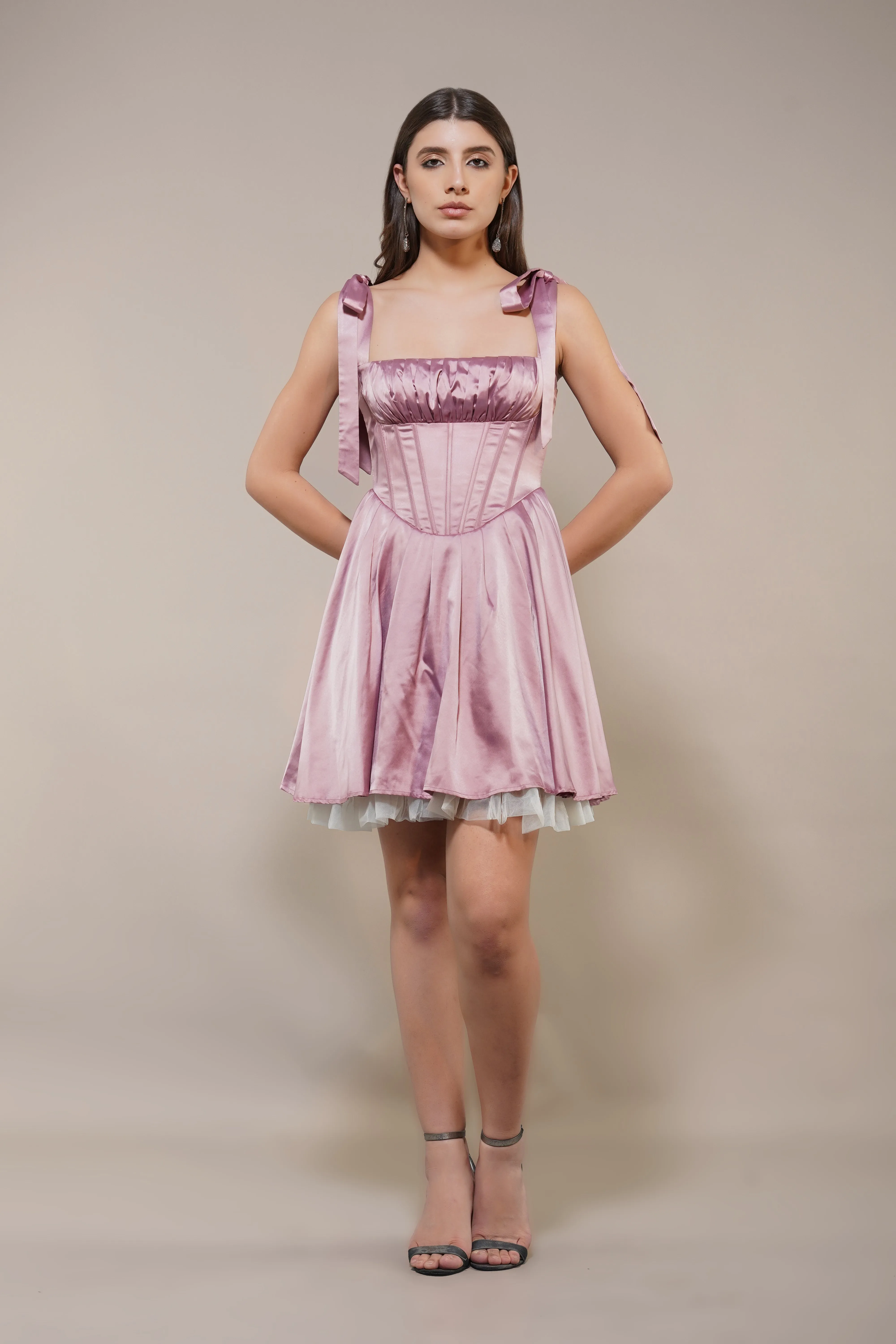 Amai Mini Dress in Dusty Pink sold by Lace & Beads product image thumbnail 4