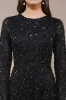 Sila Long Sleeve Embellished Maxi Dress in Black sold by Lace & Beads