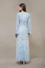 Sloane Long Sleeve Embellished Maxi Dress in Sky Blue sold by Lace & Beads