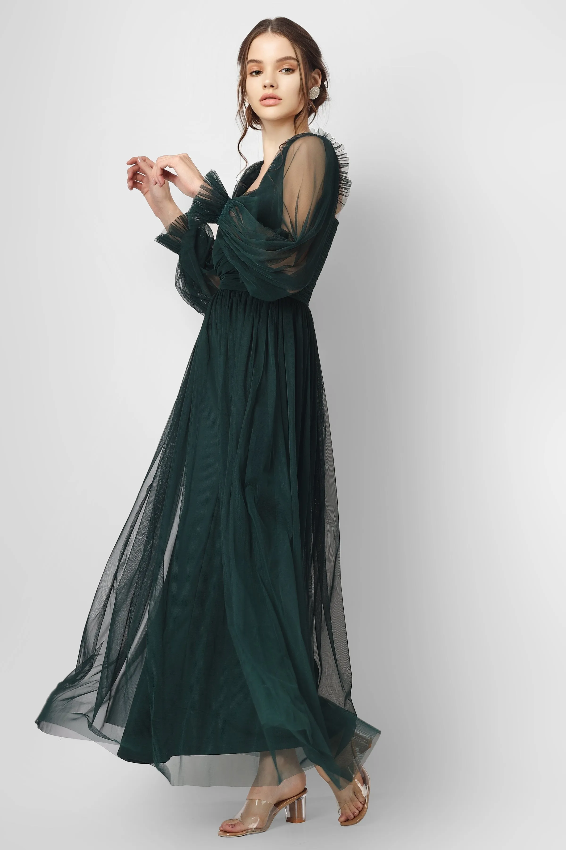 Lana Emerald Green Tulle Dress sold by Lace & Beads product image thumbnail 5