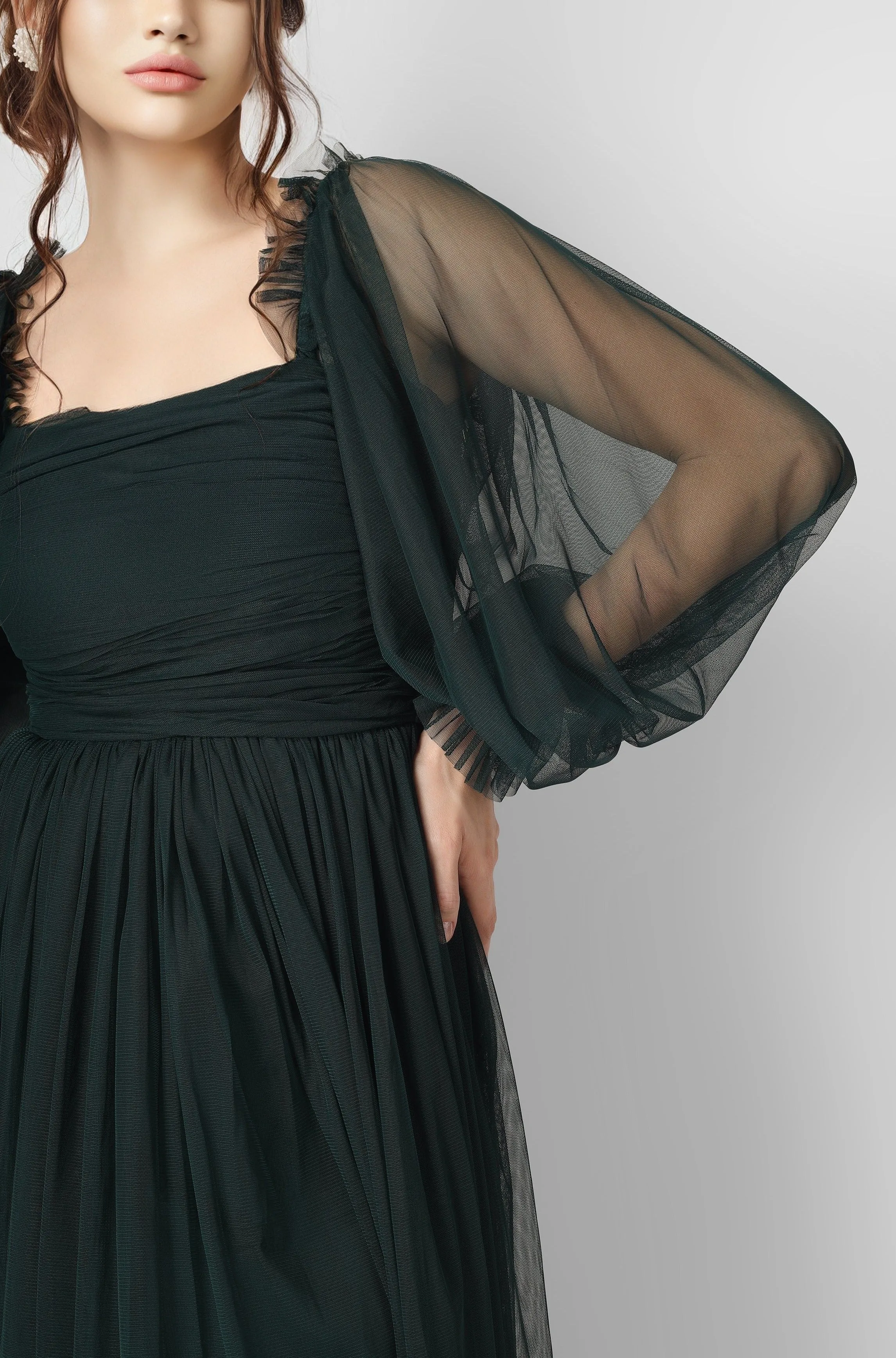 Lana Emerald Green Tulle Dress sold by Lace & Beads product image thumbnail 4