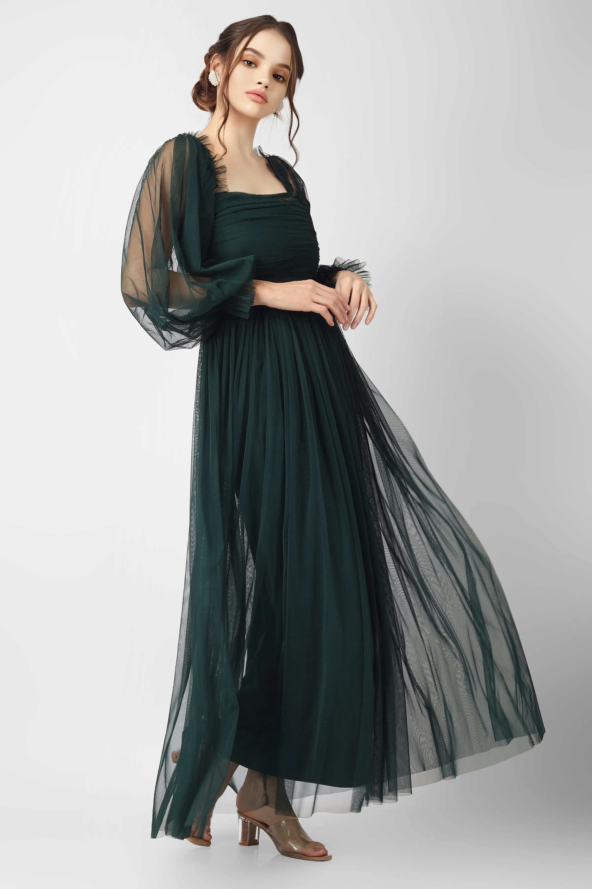 Lana Emerald Green Tulle Dress sold by Lace & Beads product image thumbnail 2