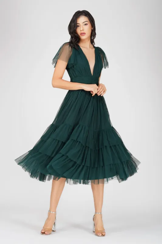 Madison Forest Green Midi Bridesmaid Dress sold by Lace & Beads