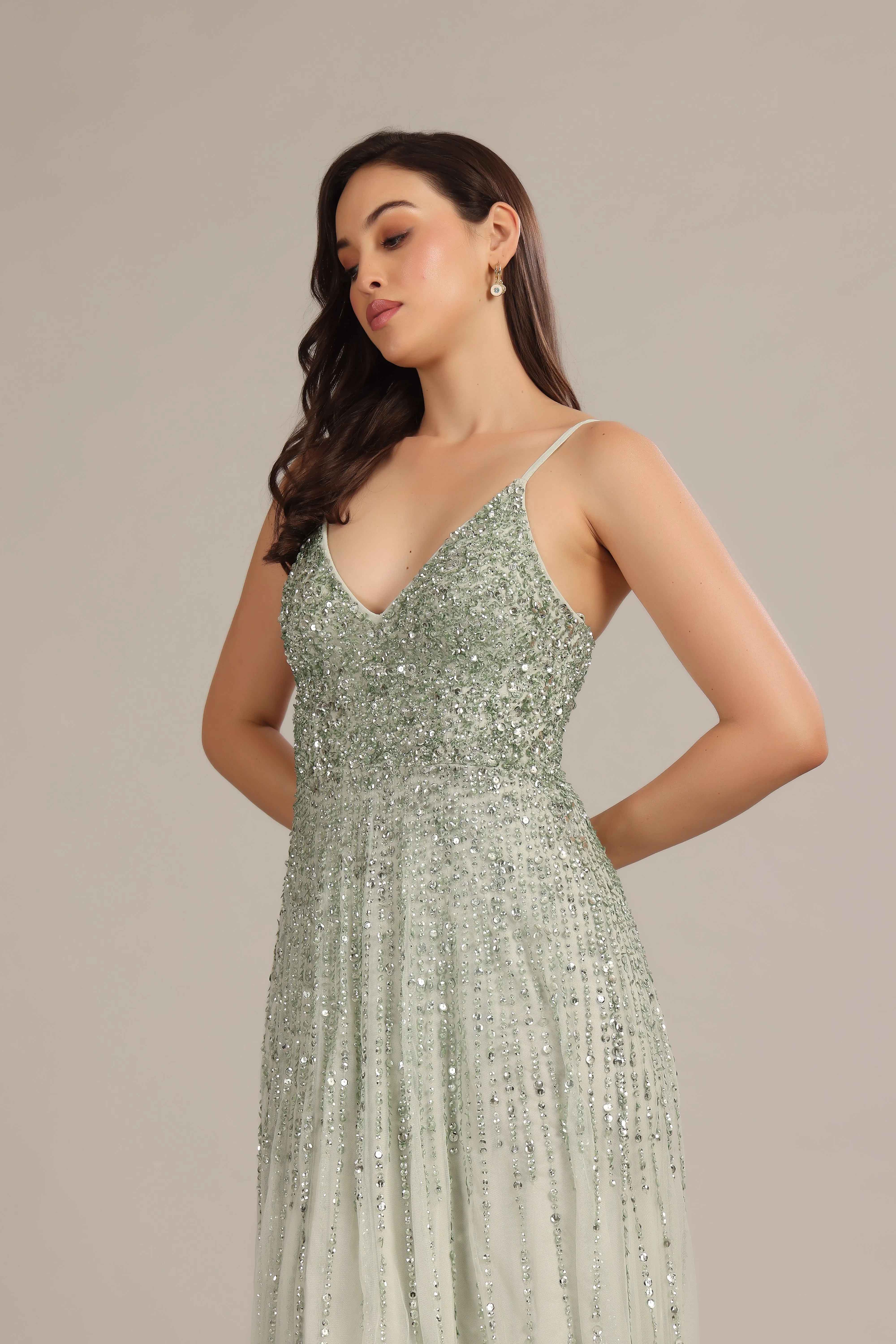 Legacy Embellished Maxi Dress in Sage Green sold by Lace & Beads product image thumbnail 4
